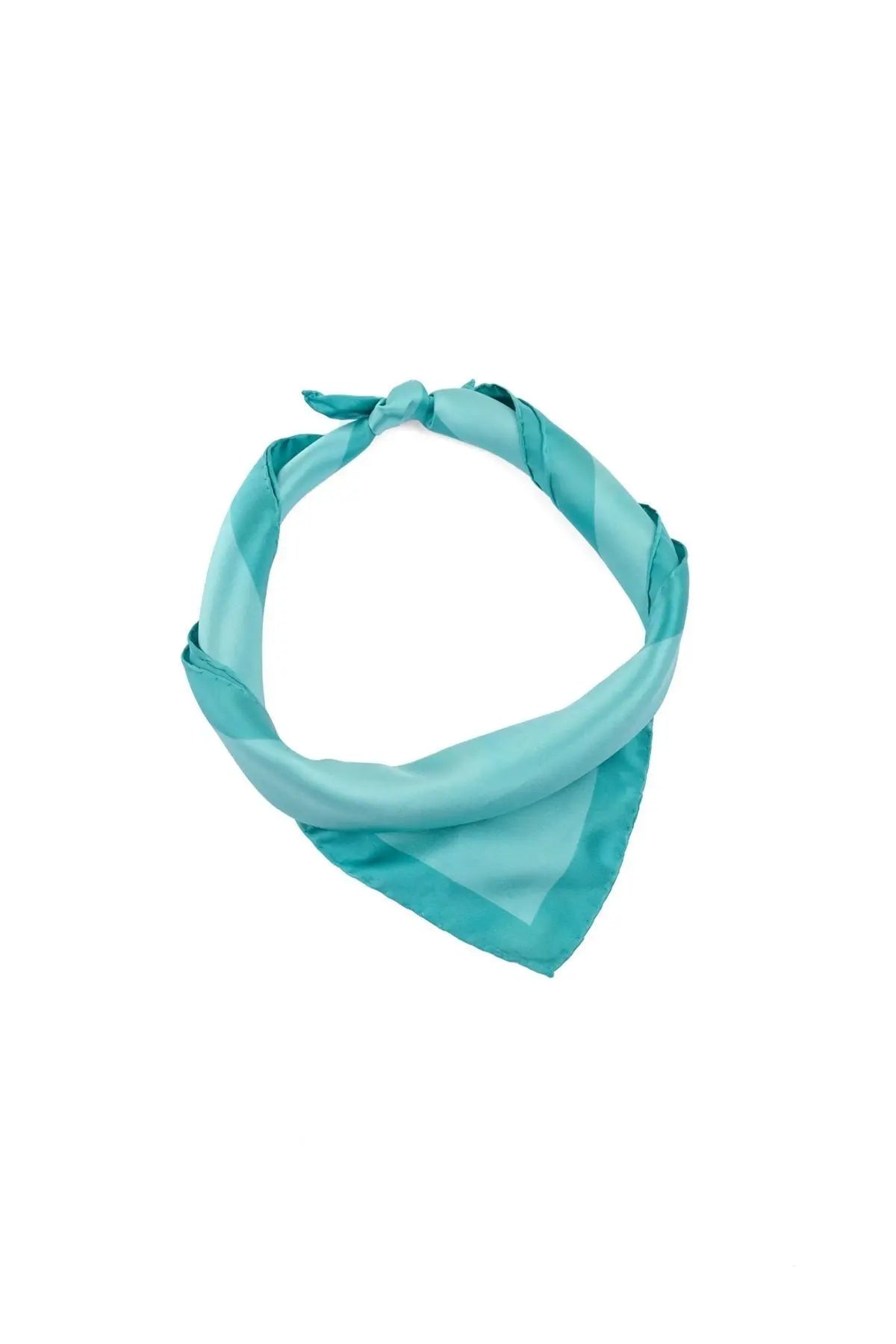 Turkuaz Saf İpek Düz Renk Küçük Eşarp 53 x 53 cm Silk and Cashmere