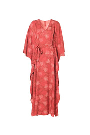 Turuncu Flow Çiçek Baskılı Standart Beden Viscose Yazlık Elbise Silk and Cashmere