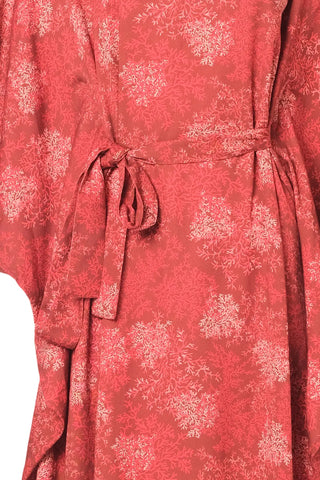 Turuncu Flow Çiçek Baskılı Standart Beden Viscose Yazlık Elbise Silk and Cashmere