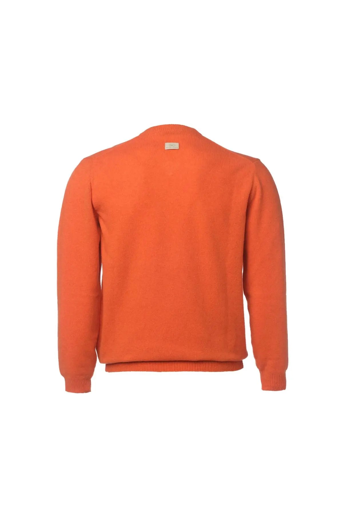 Turuncu Saf Kamir V Yaka Uzun Kollu Vincent Erkek Kazak Silk and Cashmere