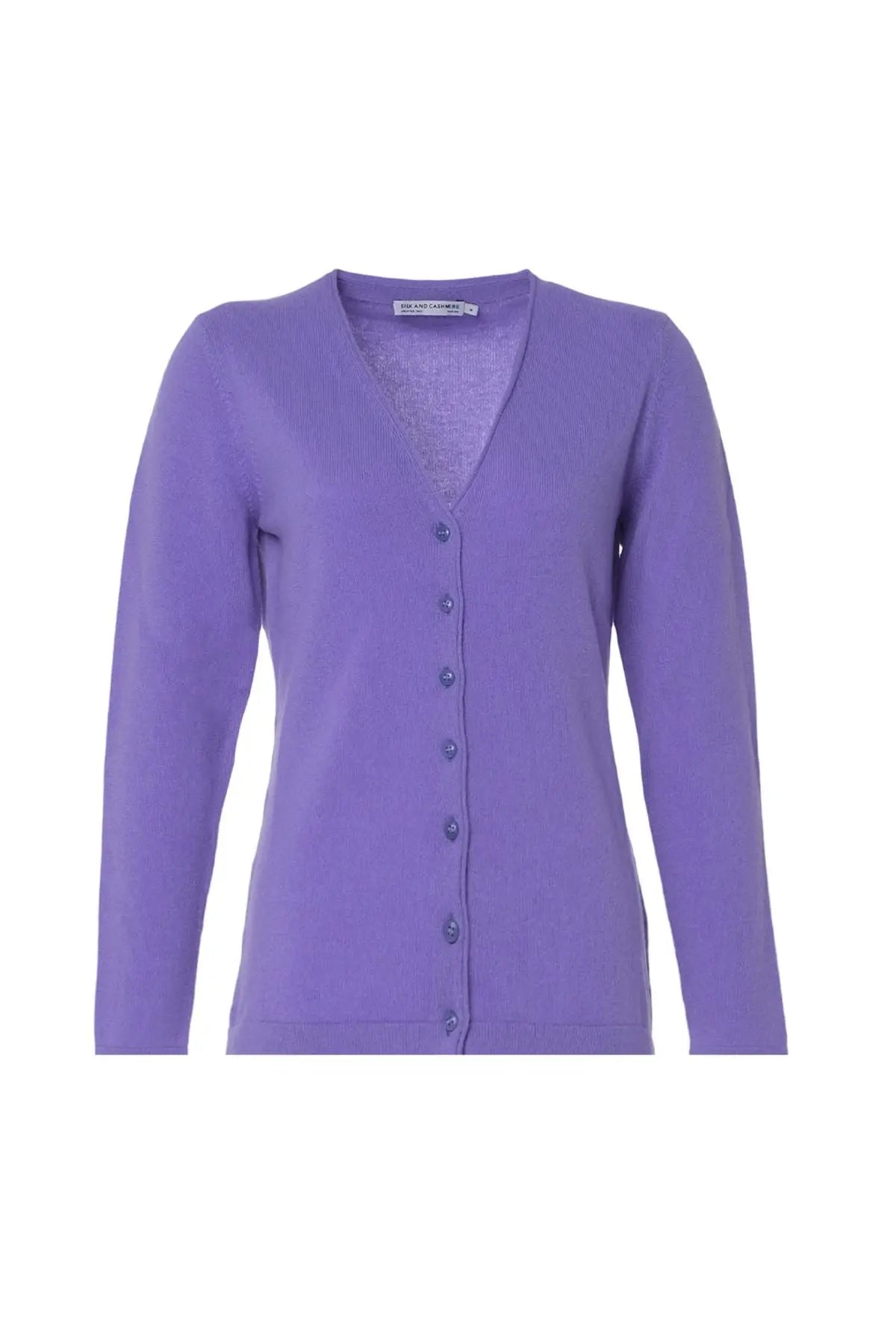 Very Peri Bar Basic Saf Kaşmir V Yaka Kadın Hırka Silk and Cashmere