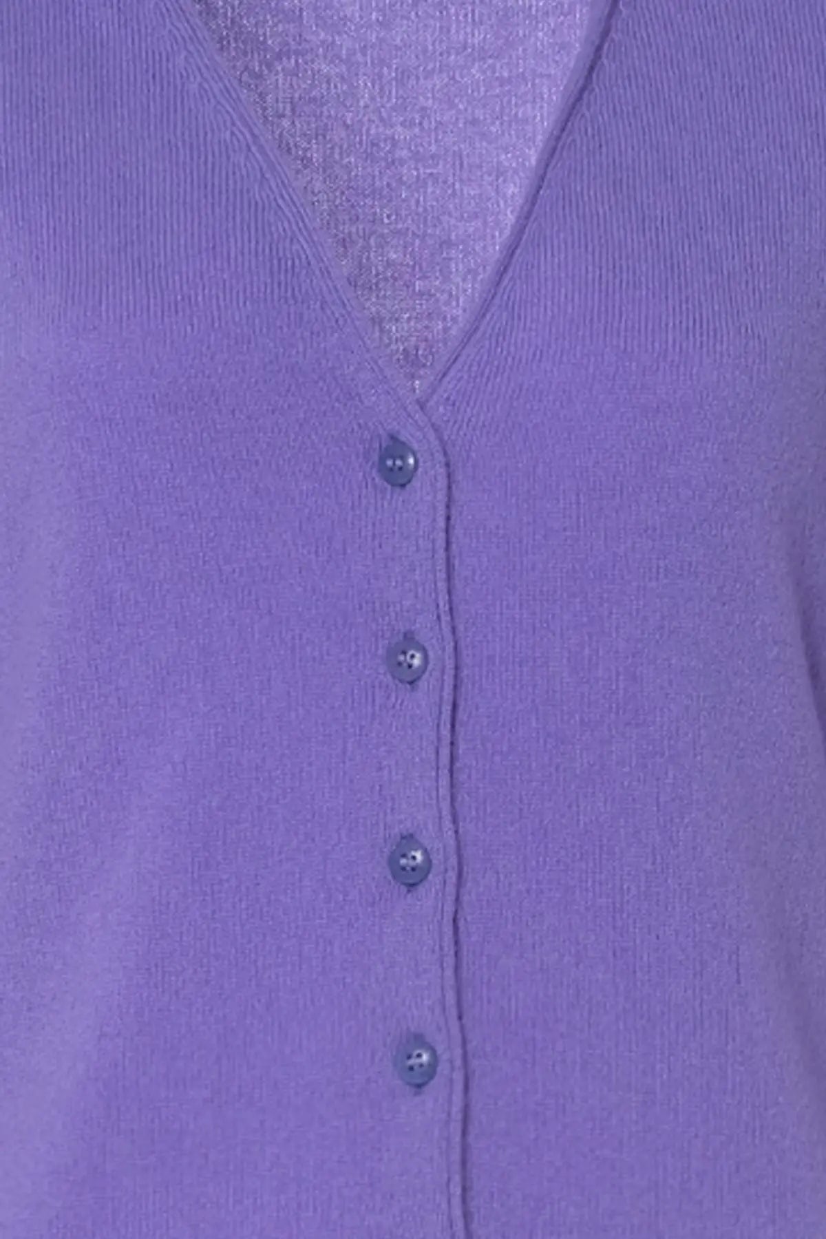 Very Peri Bar Basic Saf Kaşmir V Yaka Kadın Hırka Silk and Cashmere