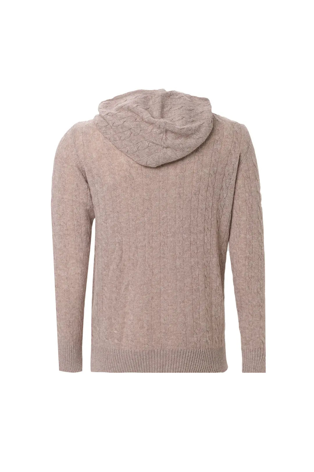 Vizon Amerigo Avustralya Yünü Kaşmir Saç Örgülü Uzun Kollu Erkek Kapüşonlu Hırka Silk and Cashmere