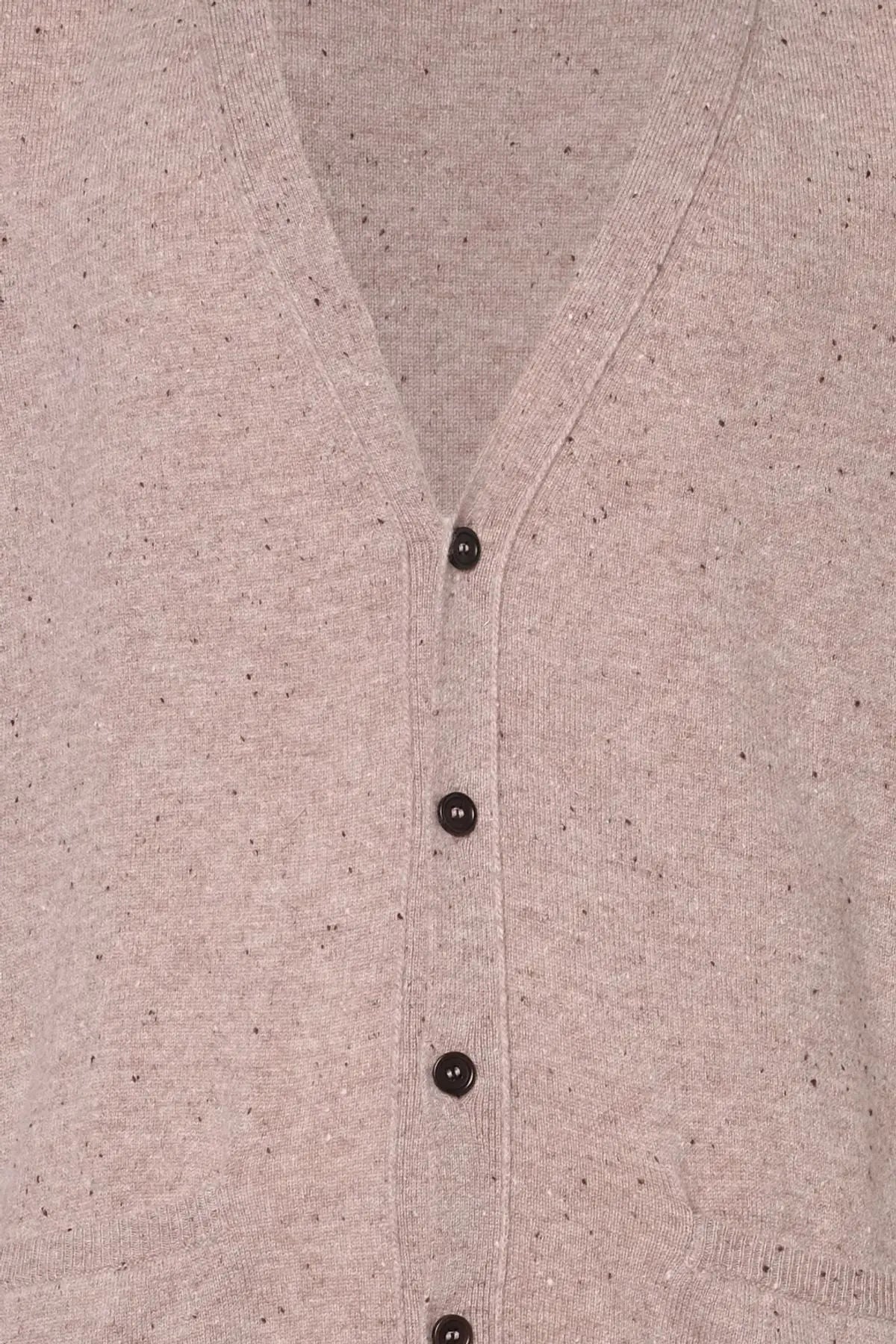 Vizon Arma Saf Kaşmir V Yaka Uzun Kollu Erkek Hırka Silk and Cashmere