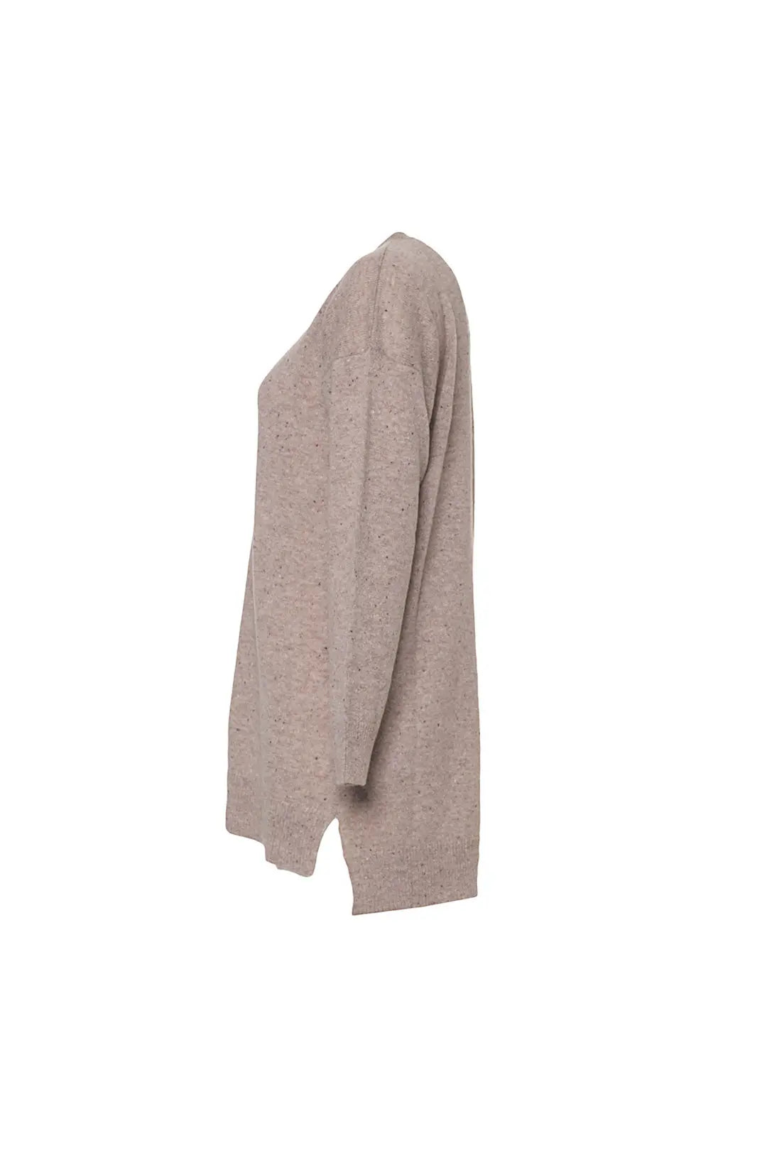 Vizon Kostir Saf Kaşmir Yuvarlak Yaka Uzun Kollu Kadın Tunik Kazak Silk and Cashmere