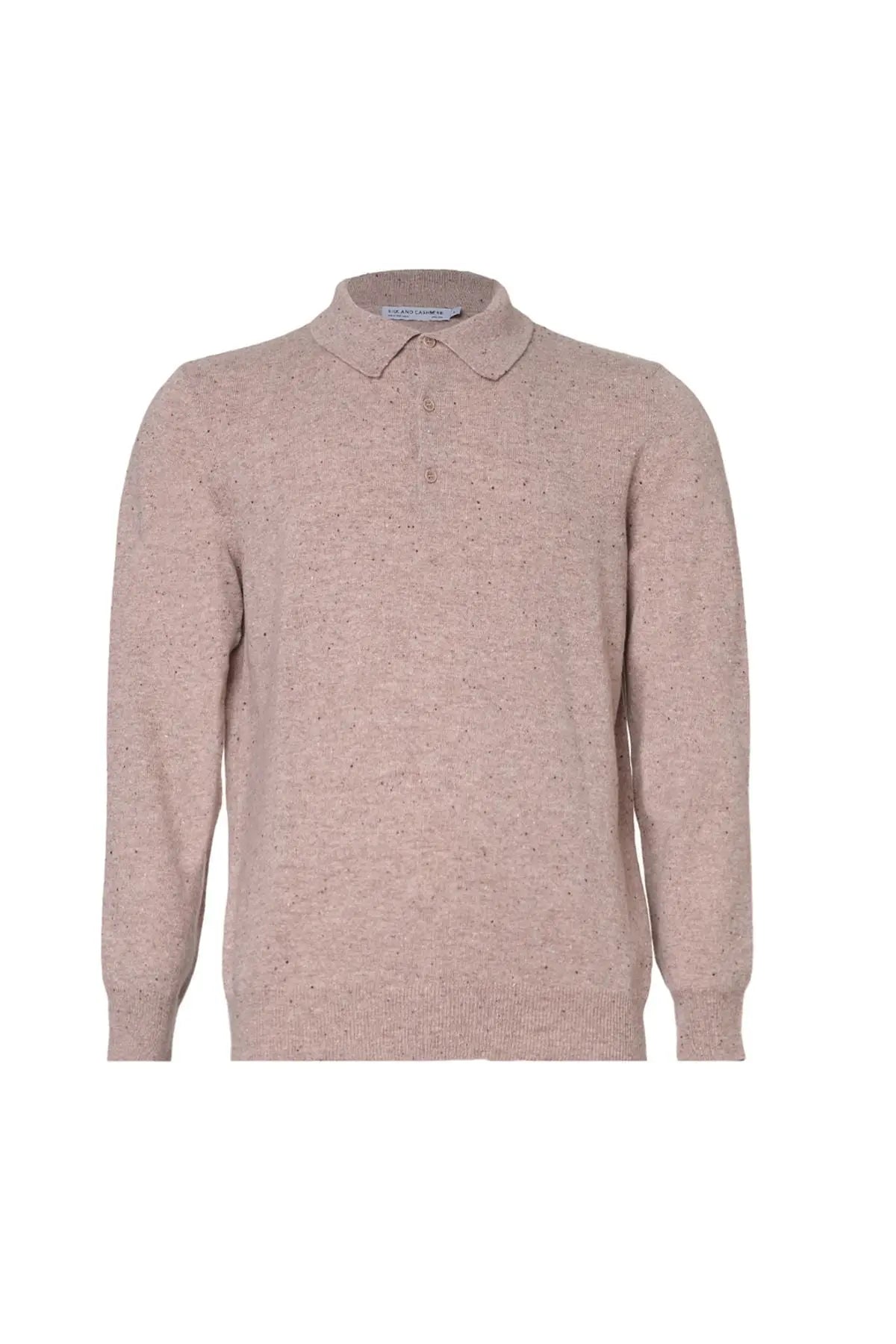 Vizon Saf Kamir Polo Yaka Uzun Kollu Erkek Kazak Silk and Cashmere