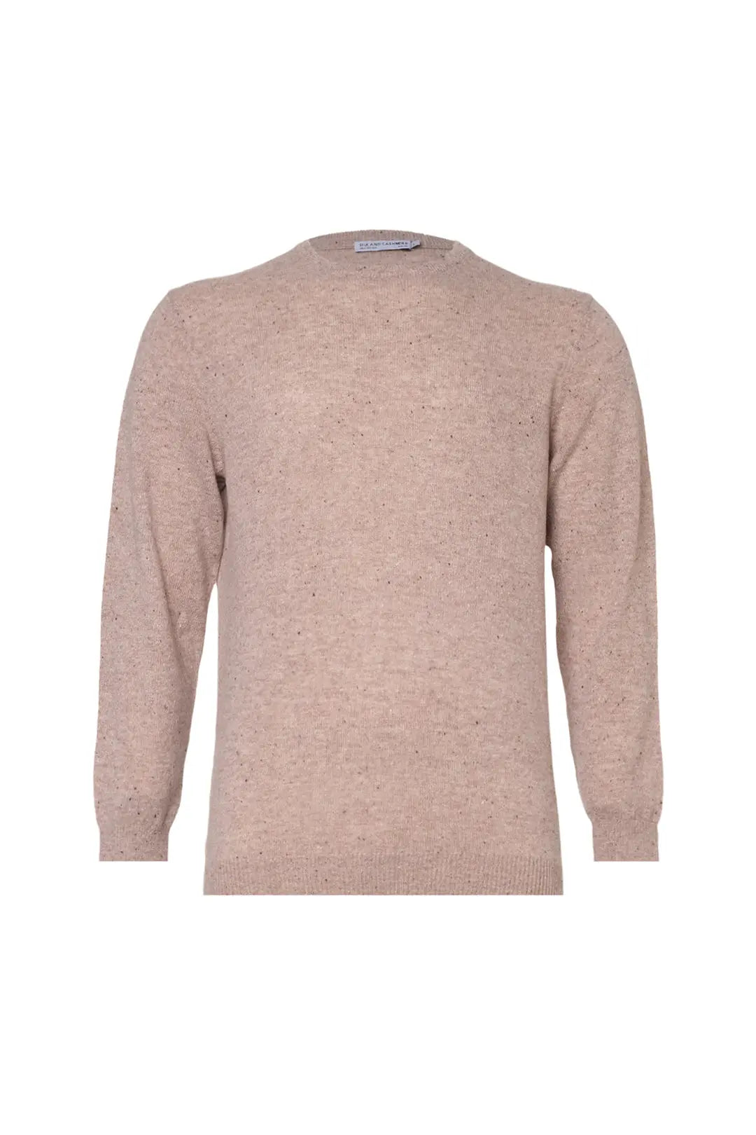 Vizon Saf Kamir Vincent Yuvarlak Yaka Uzun Kollu Erkek Kazak Silk and Cashmere