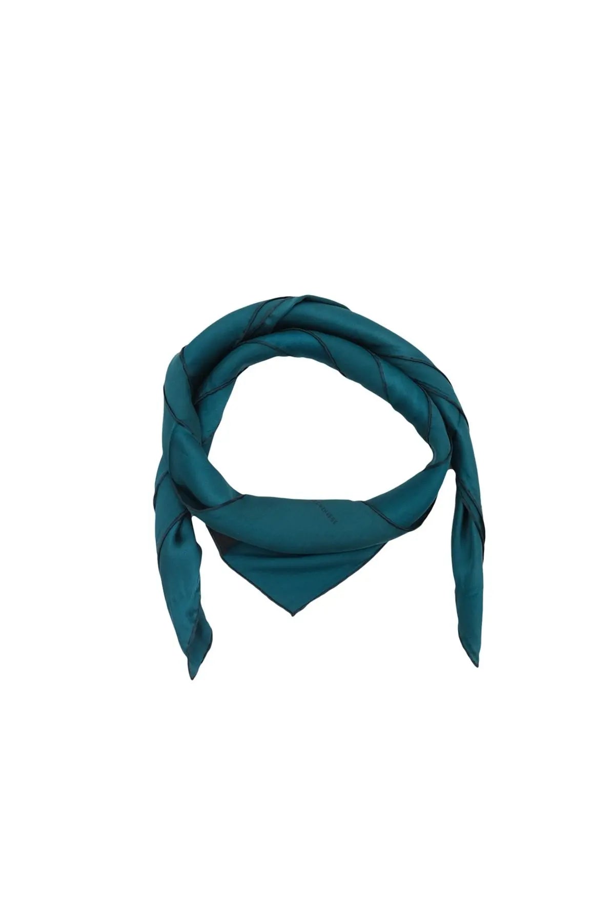 Yeşil Saf İpek Düz Renk Kadın Kare Eşarp 90 x 90 cm Silk and Cashmere