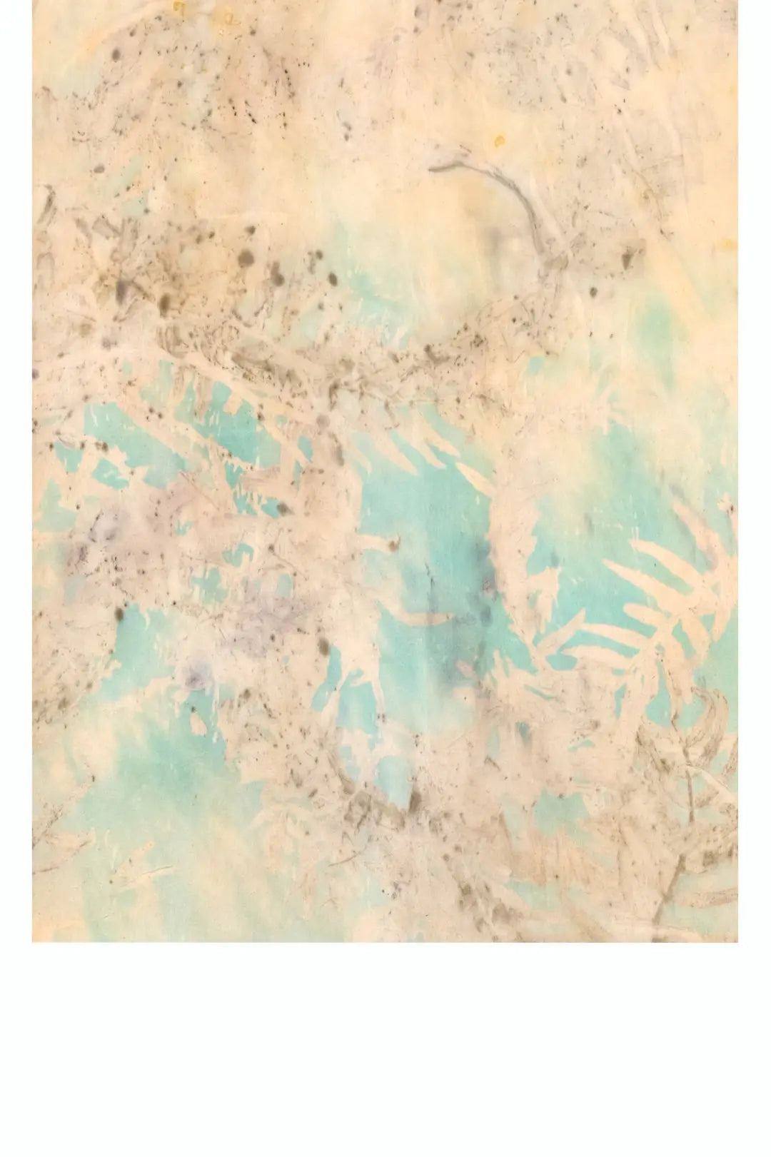 Yeşil Saf İpek El Baskısı Ekolojik Şal 90 x 200 cm Silk and Cashmere