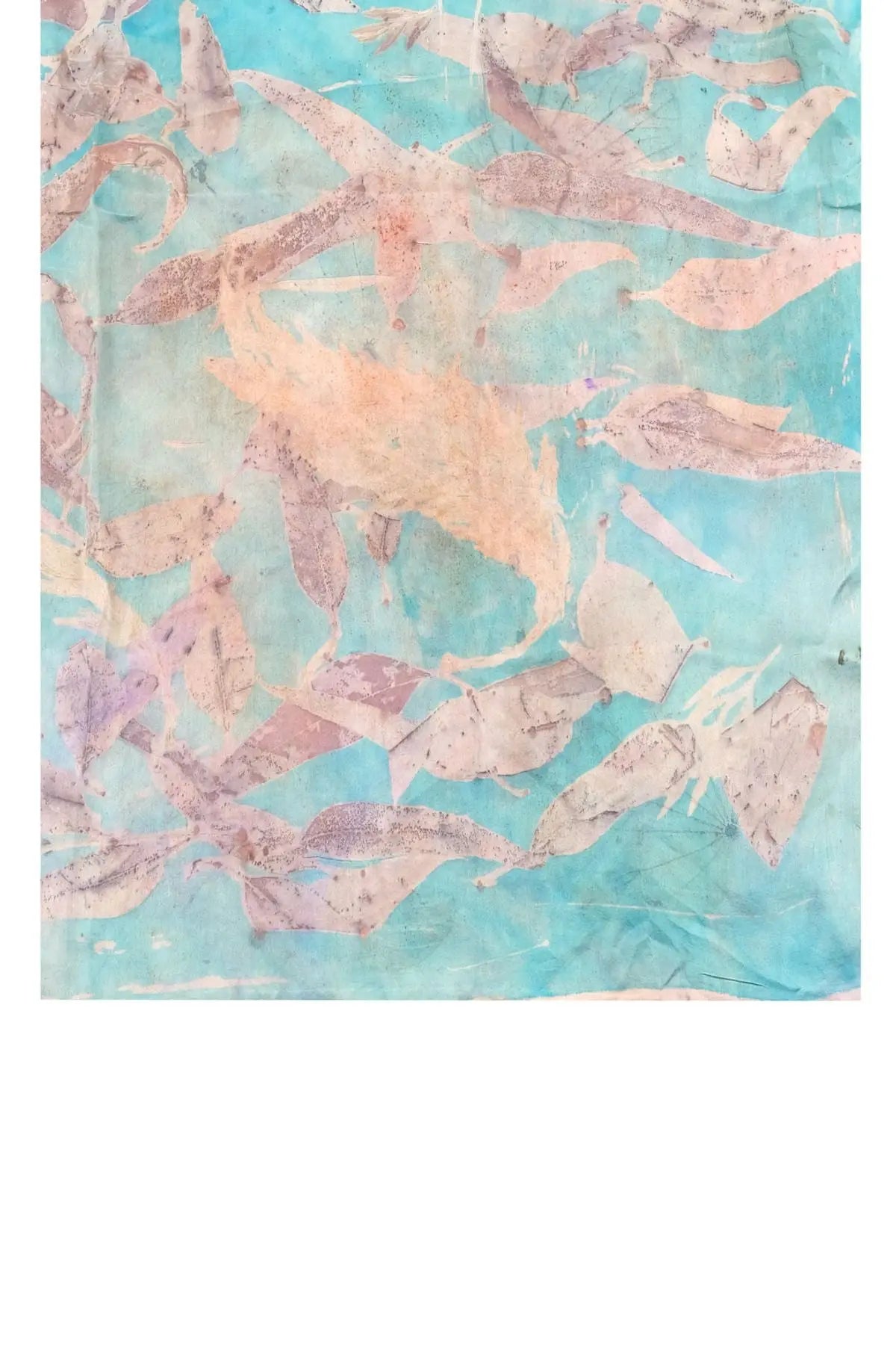 Yeşil Saf İpek El Baskısı Ekolojik Şal 90 x 200 cm Silk and Cashmere