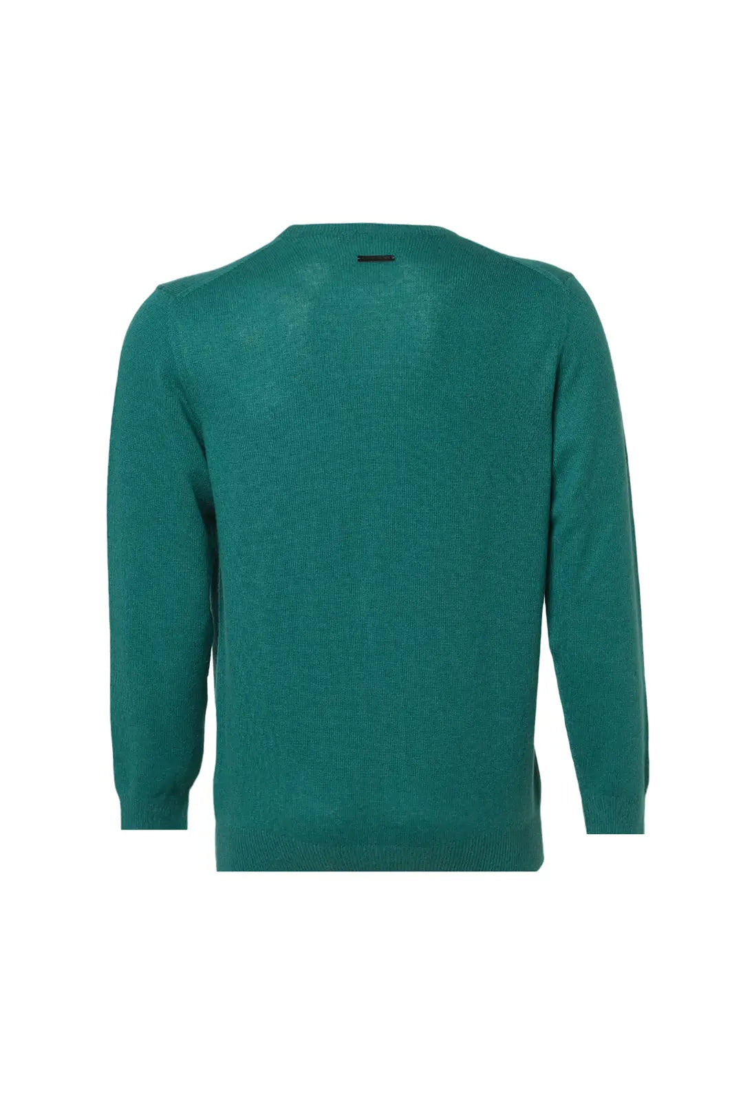 Yeşil Saf Kaşmir  Vincent Yuvarlak Yaka Uzun Kollu Erkek Kazak Silk and Cashmere