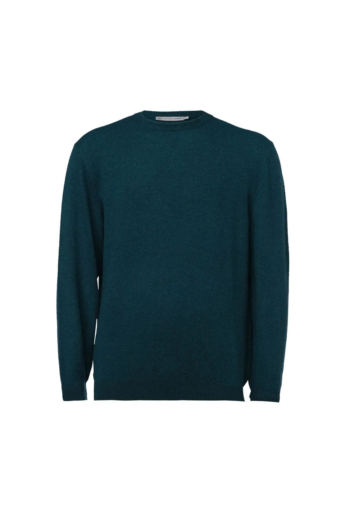 Yeşil Saf Kaşmir Yuvarlak Yaka Uzun Kollu Vincent Kazak Silk and Cashmere