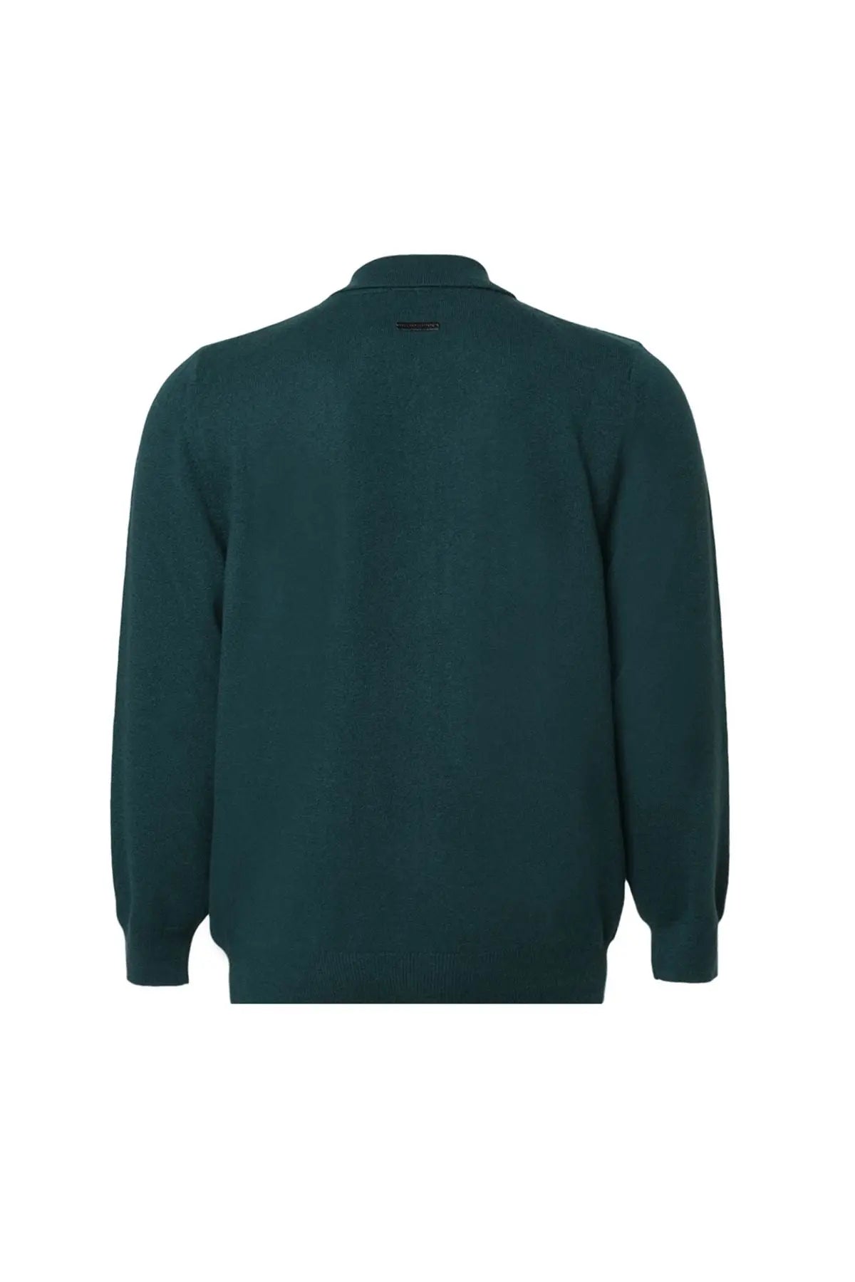 Yeşil Tricennial Saf Kaşmir Balık Sırtı Desenli Uzun Kollu Erkek Fermuarlı Hırka Silk and Cashmere