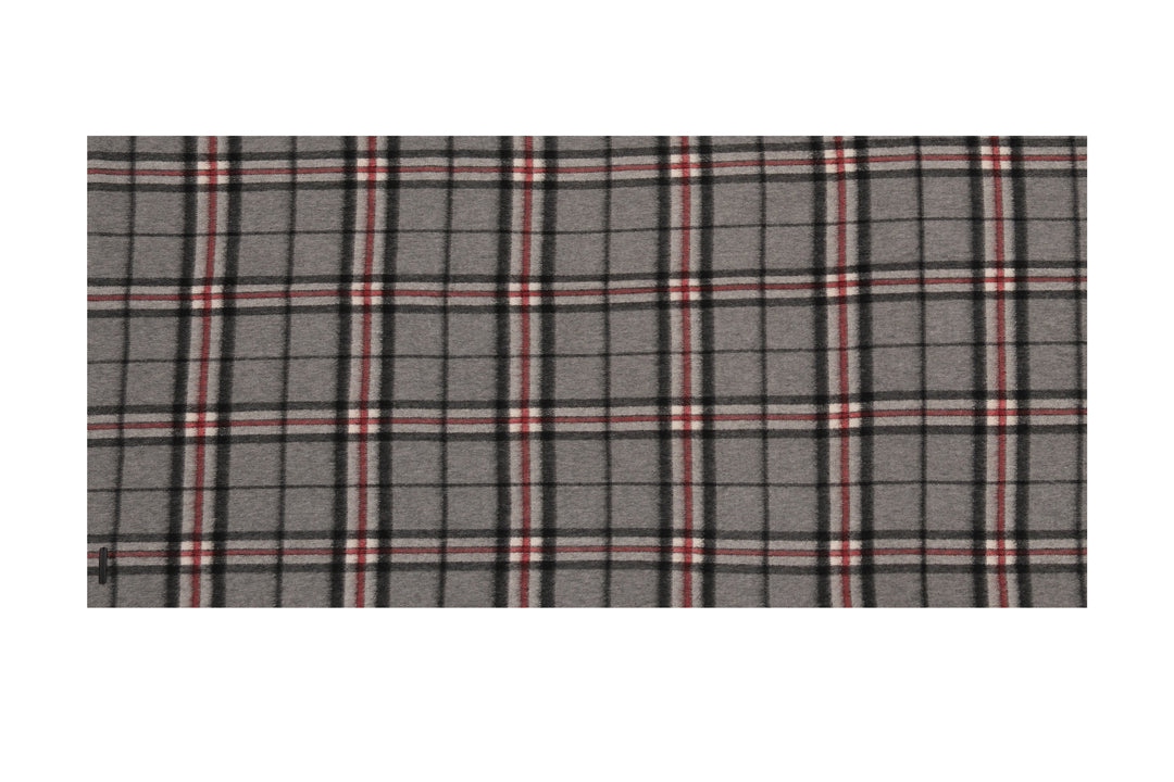 Gri Rose Saf Kaşmir Kareli Şal 74 x 194 cm