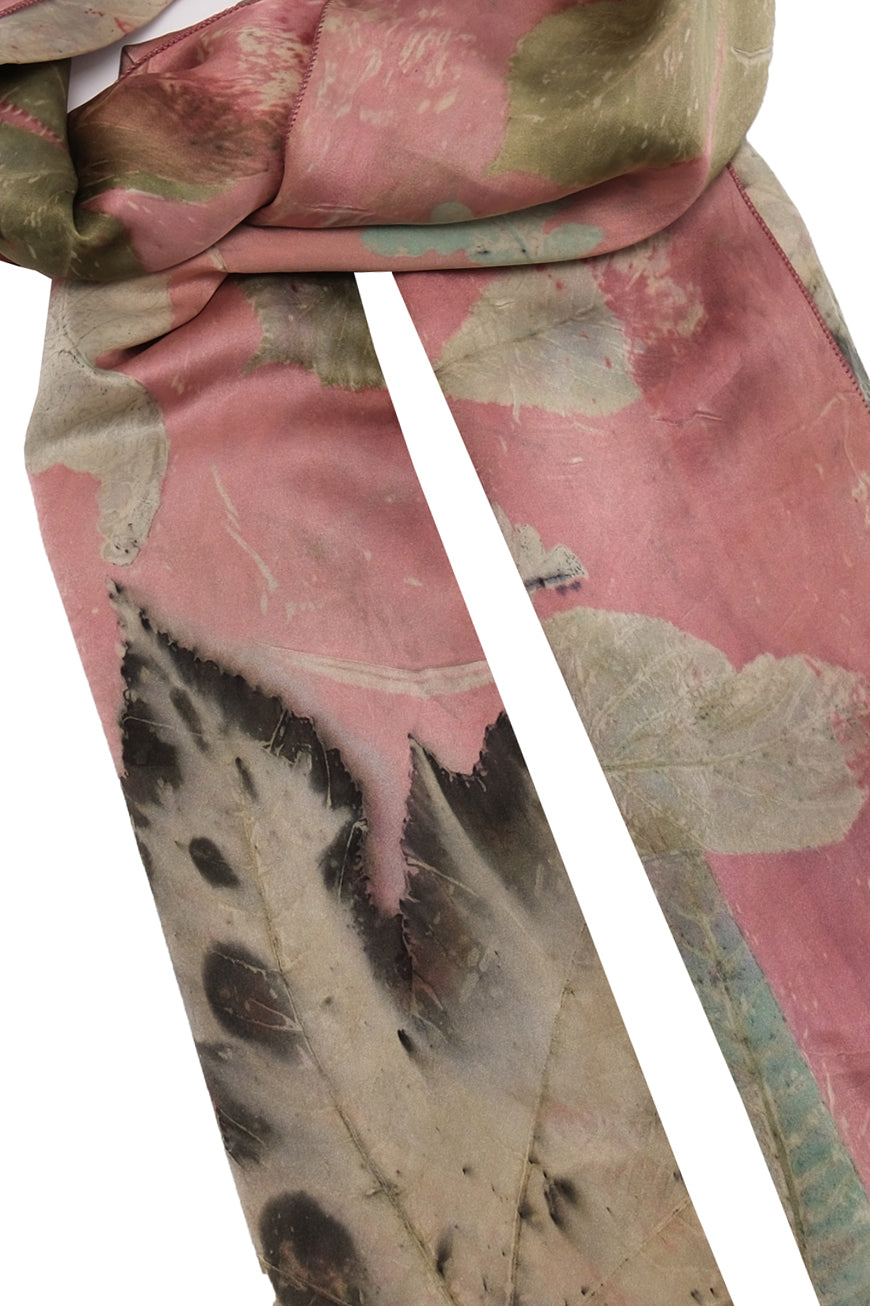 Pembe Saf İpek El Baskısı Ekolojik Şal  90 x 200 cm