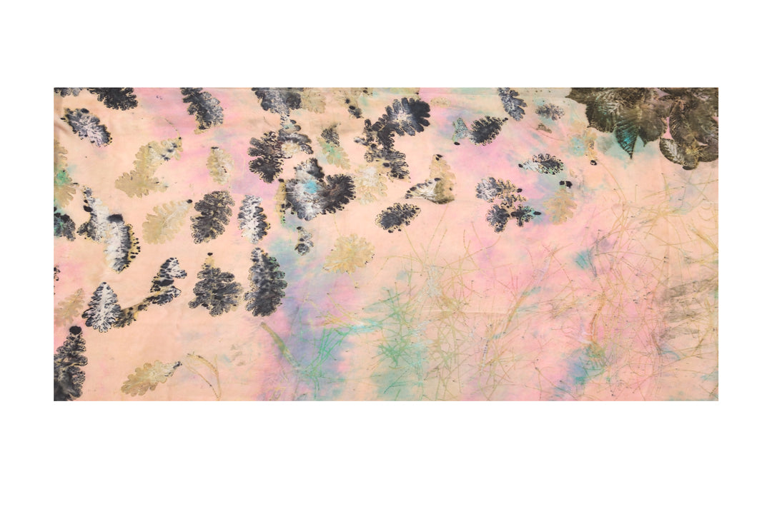 Somon Saf İpek El Baskısı Ekolojik Şal  90 x 200 cm