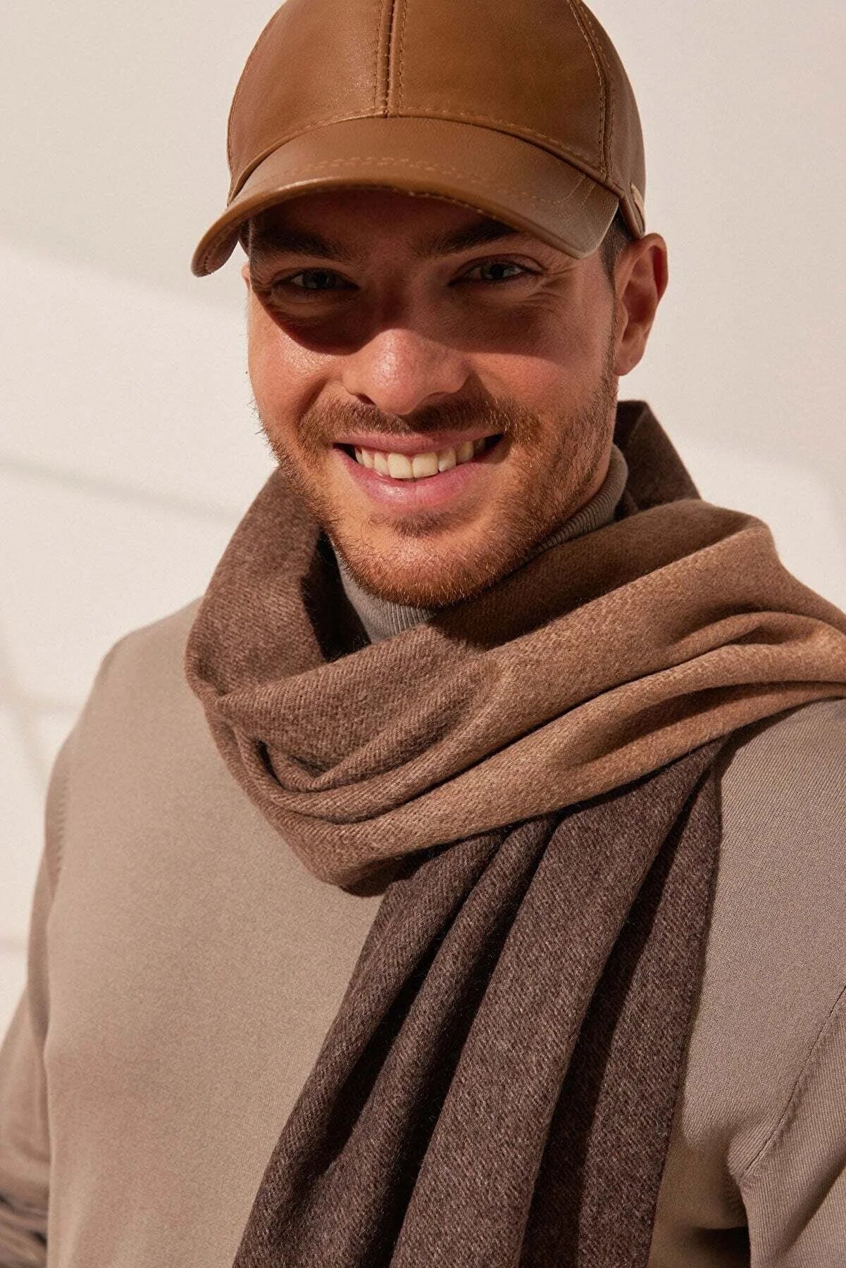 Açık Kahve Infinity Deri Unisex Şapka