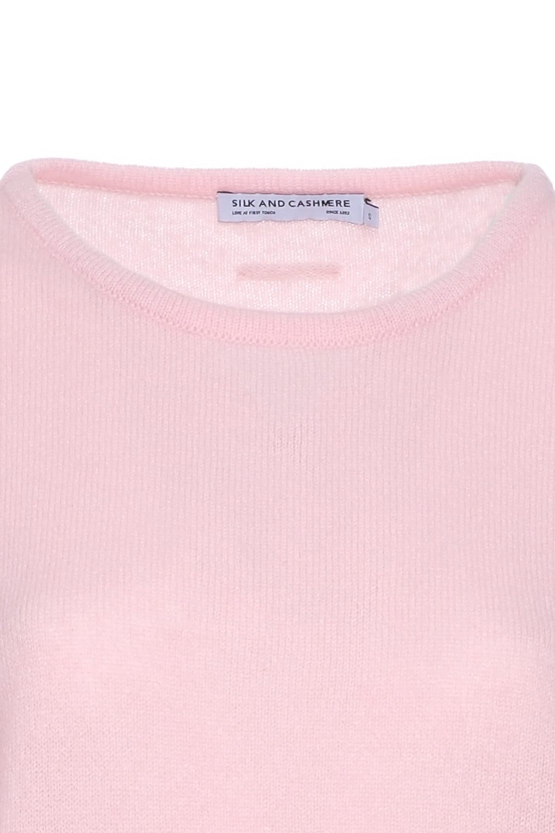 Pembe Kostir Saf Kaşmir Yuvarlak Yaka Uzun Kollu Kadın Tunik Kazak