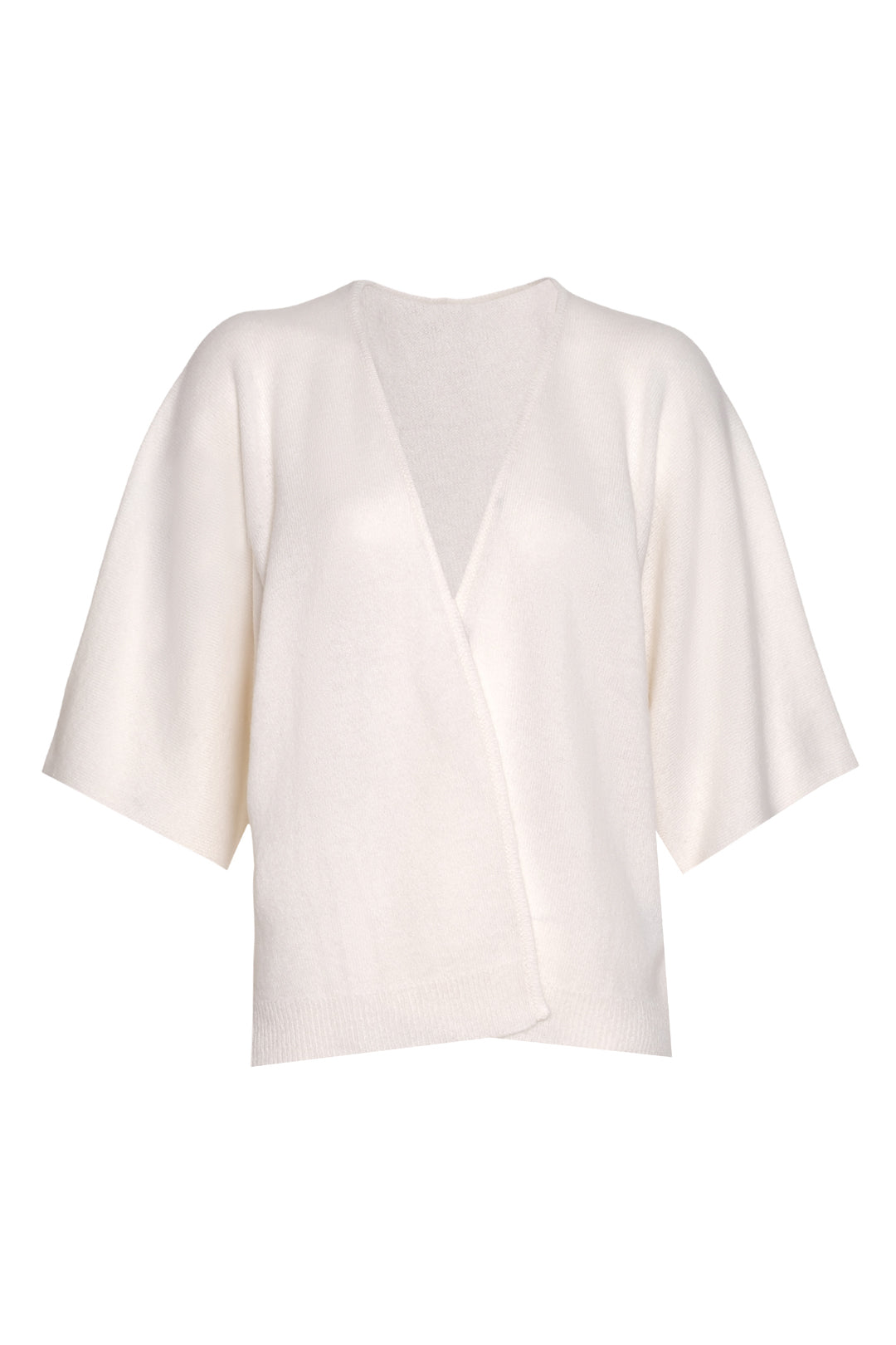 Beyaz Saf Kaşmir Kostir Rahat Kesim Kadın Hırka