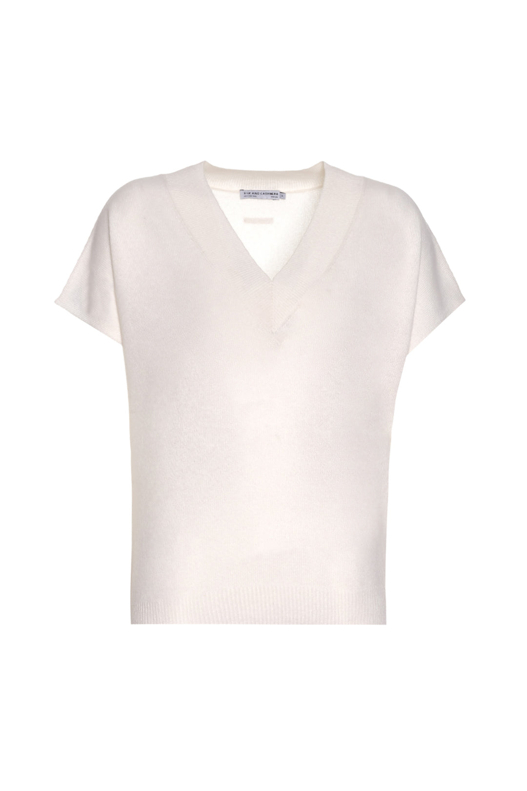 Beyaz Saf Kaşmir Kostir Derin V Yaka Rahat Kesim Kadın Triko