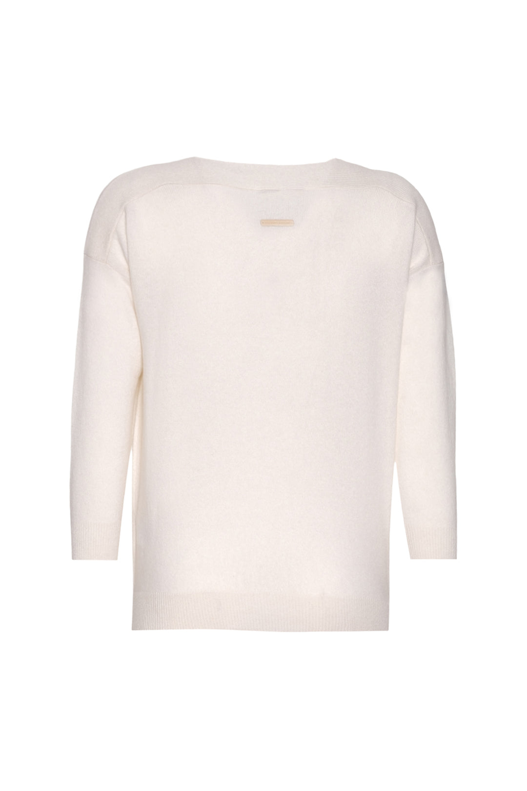 Beyaz Saf Kaşmir Isabella Kayık Yaka Kadın Kazak