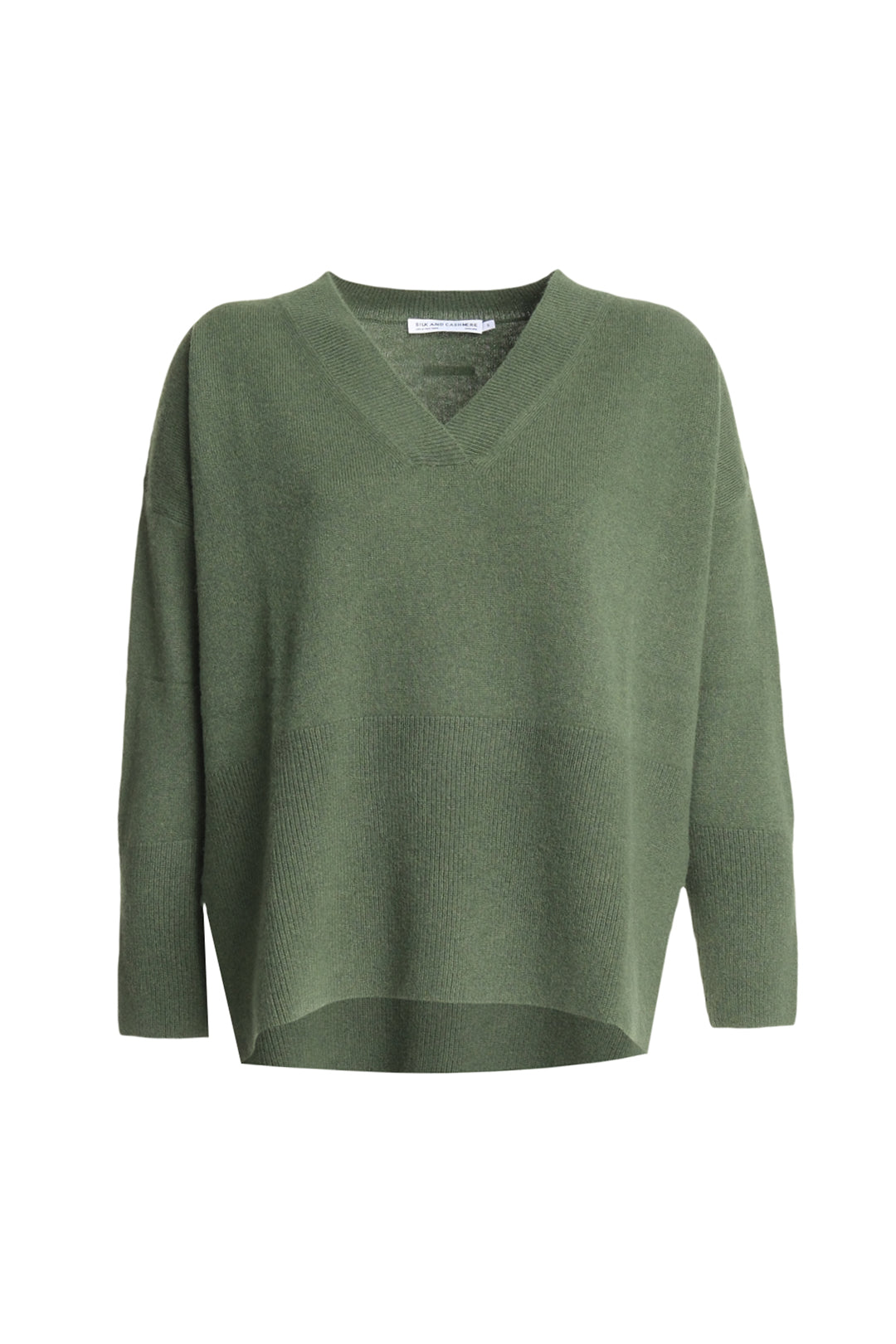 Yeşil Saf Kaşmir Isabella Derin V Yaka Kadın Kazak