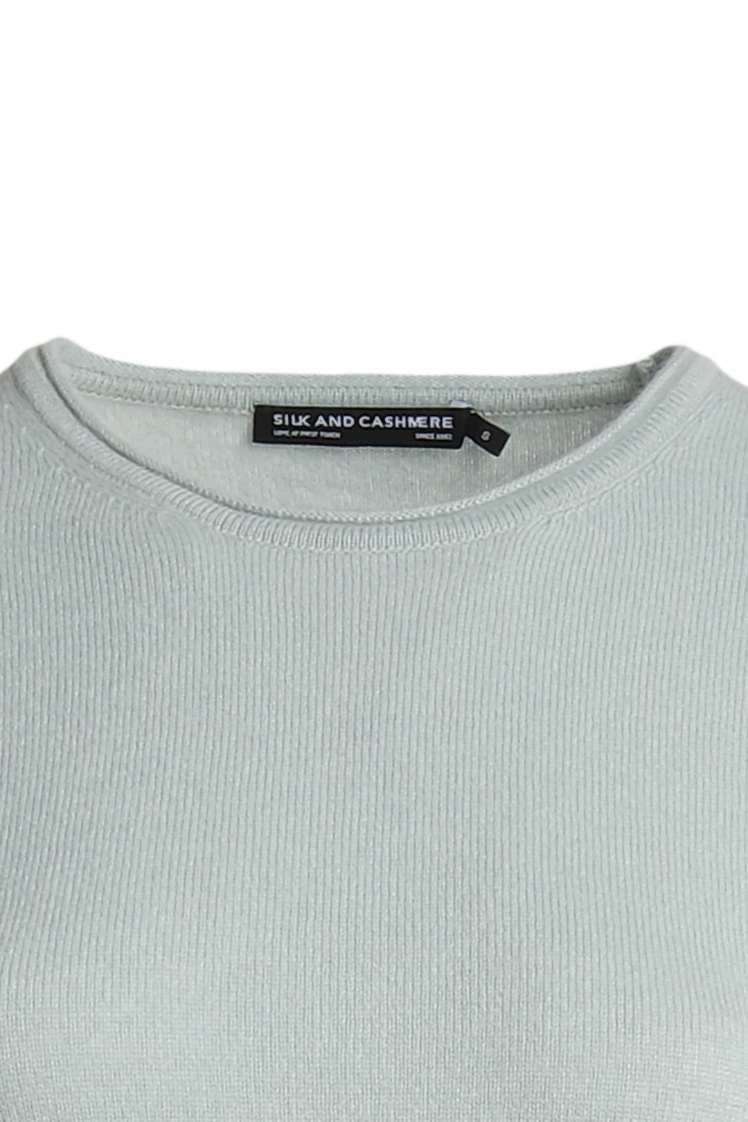 Açık Yeşil Saf Kaşmir Basic Bisiklet Yaka Kısa Kollu Kadın Triko