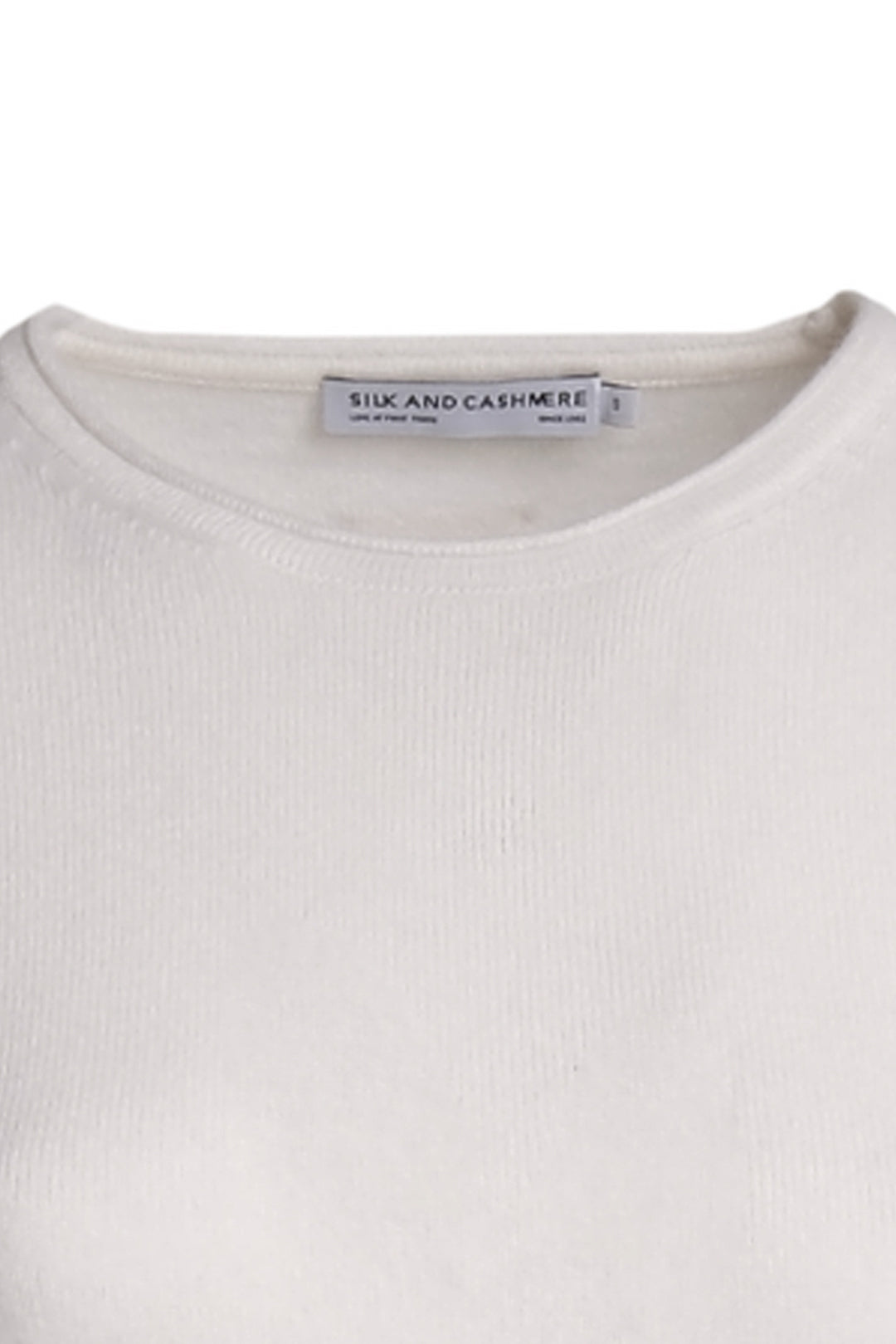 Beyaz Saf Kaşmir Basic Bisiklet Yaka Kısa Kollu Kadın Triko