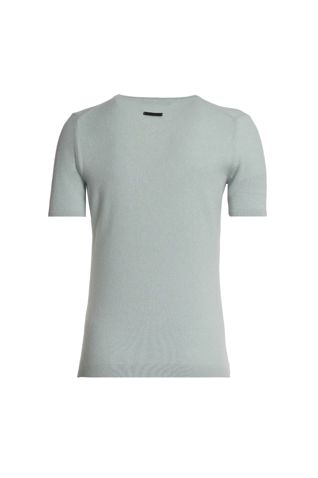 Açık Yeşil Saf Kaşmir Basic Bisiklet Yaka Kısa Kollu Kadın Triko