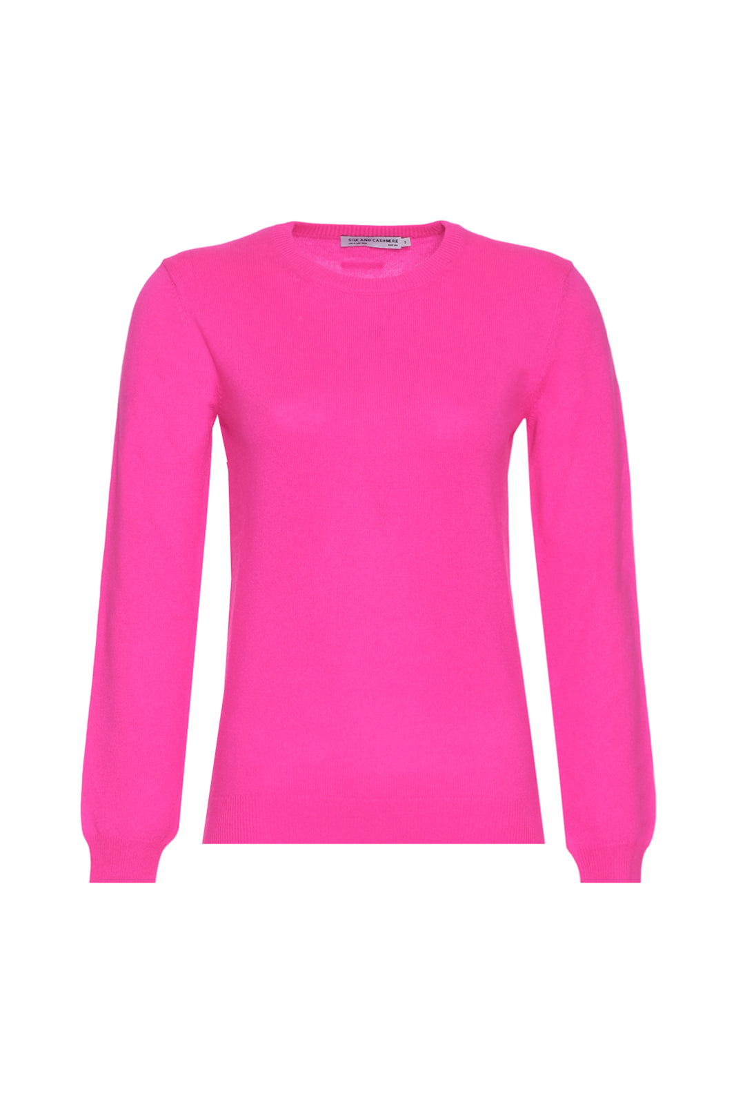 Neon Fuşya İtalyan Saf Kaşmir Franca Bisiklet Yaka Kadın Kazak