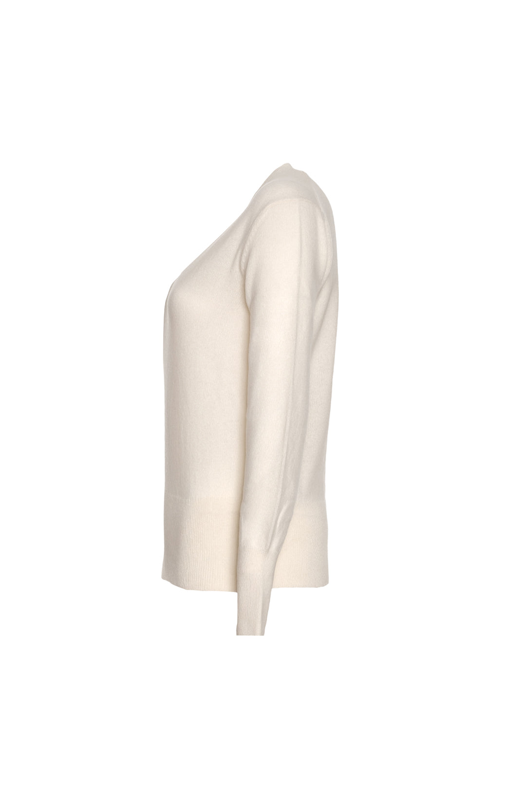 Beyaz İtalyan Saf Kaşmir Franca Derin V Yaka Kadın Kazak