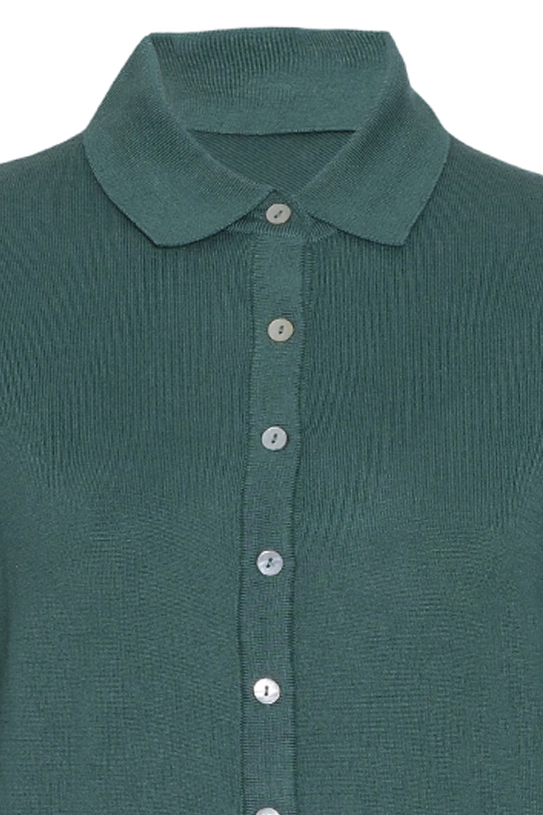 Yeşil İpek Kaşmir Aleyna Polo Yaka Uzun Kollu Kadın Gömlek