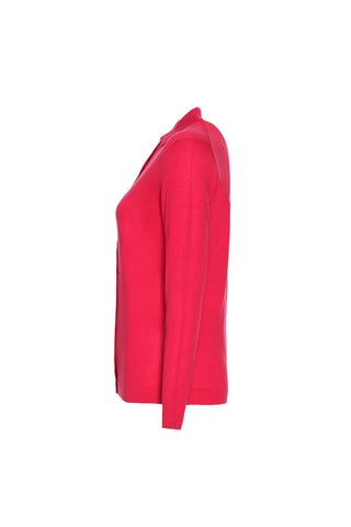Kırmızı İpek Kaşmir Aleyna Polo Yaka Uzun Kollu Kadın Gömlek