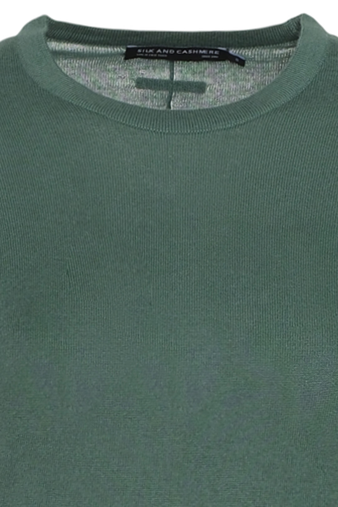 Yeşil İpek Kaşmir Aleyna Yuvarlak Yaka Kısa Kollu Kadın Triko