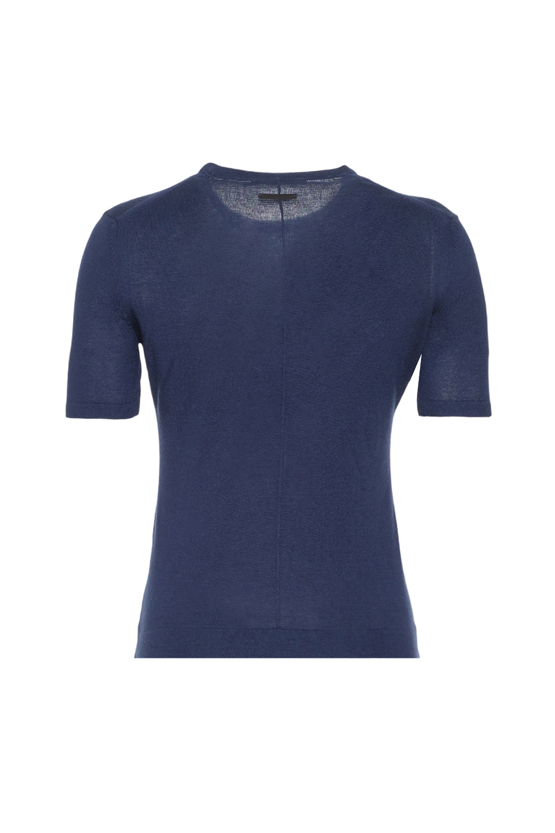 Lacivert İpek Kaşmir Aleyna Yuvarlak Yaka Kısa Kollu Kadın Triko