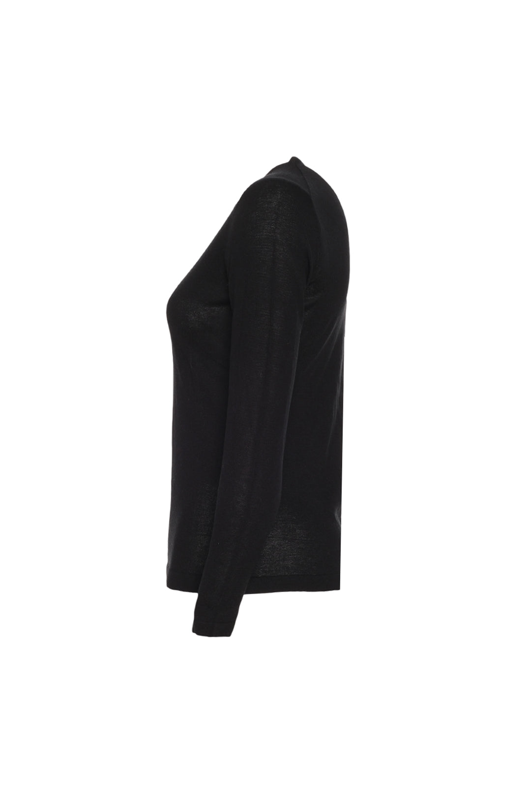 Siyah İpek Kaşmir Aleyna Yuvarlak Yaka Uzun Kollu Kadın Triko