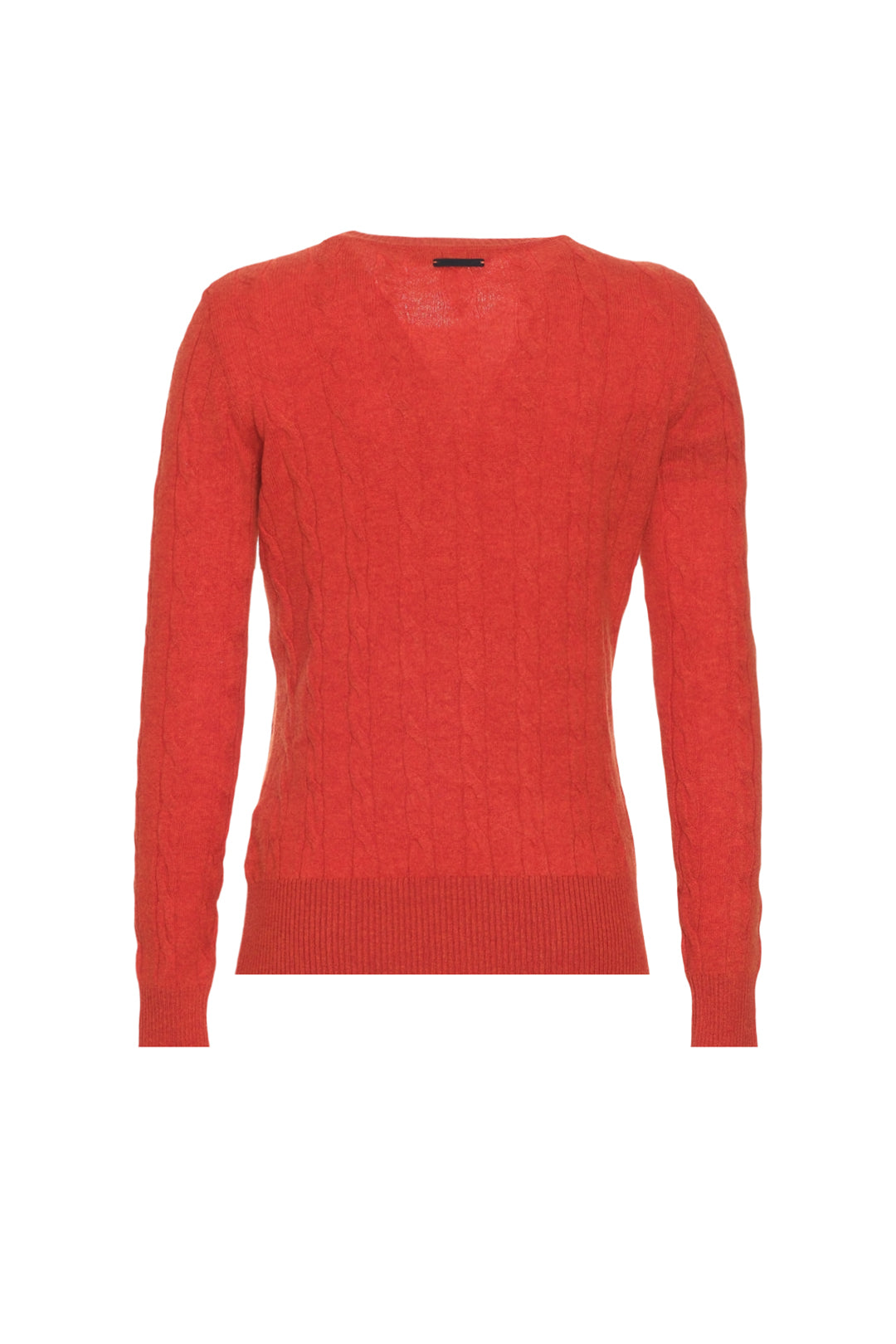 Koyu Turuncu Avusturalya Yünü ve Kaşmir Amelia Saç Örgülü Bisiklet Yaka Kadın Kazak