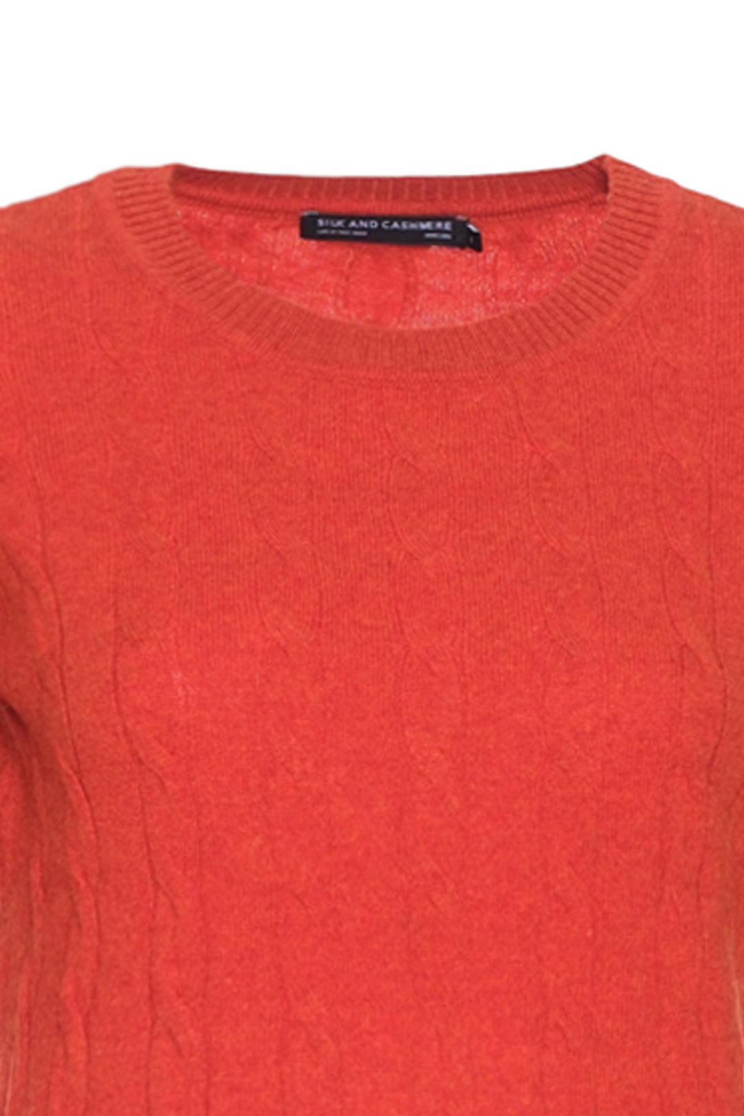 Koyu Turuncu Avusturalya Yünü ve Kaşmir Amelia Saç Örgülü Bisiklet Yaka Kadın Kazak