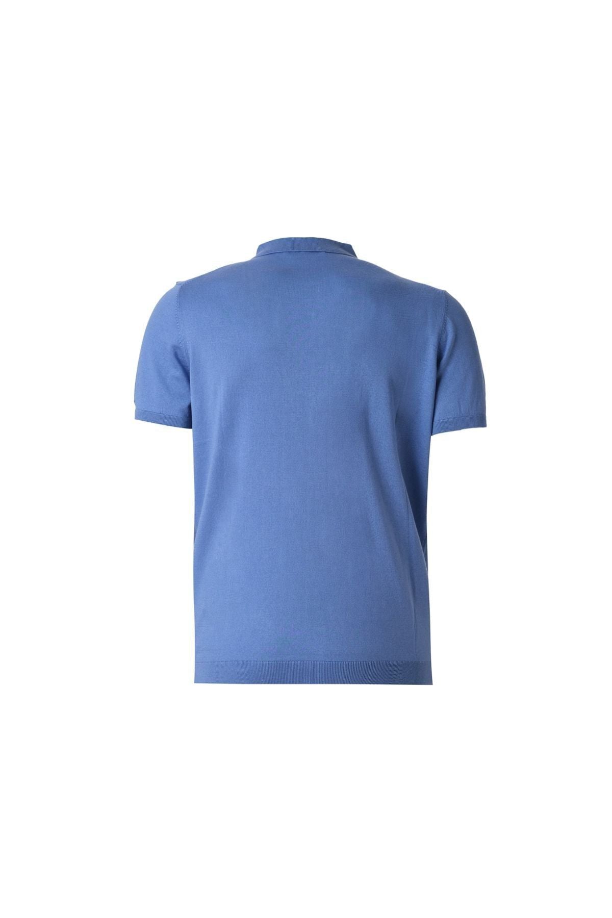 Mavi Kaşmir İpek Utku Kısa Kollu Polo Yaka Triko Gömlek