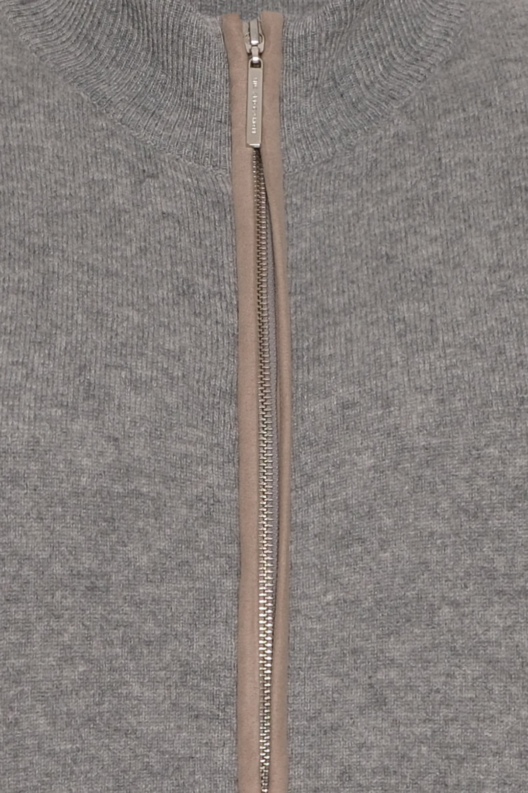 Orta Gri Melanj Saf Kaşmir Yarım Balıkçı Yaka Fermuarlı Erkek Yelek