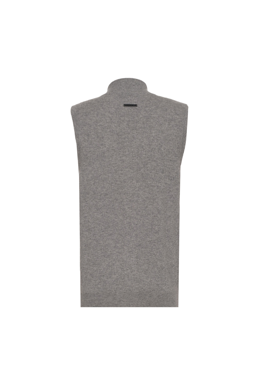 Orta Gri Melanj Saf Kaşmir Yarım Balıkçı Yaka Fermuarlı Erkek Yelek