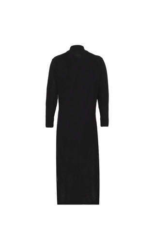 Siyah İpek Kaşmir Aleyna Yüksek Yaka Uzun Kollu Kadın Elbise