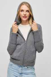 Orta Gri Melanj Orta Gri Melanj Saf Kaşmir Isabella Kadın Kapüşonlu Hırka