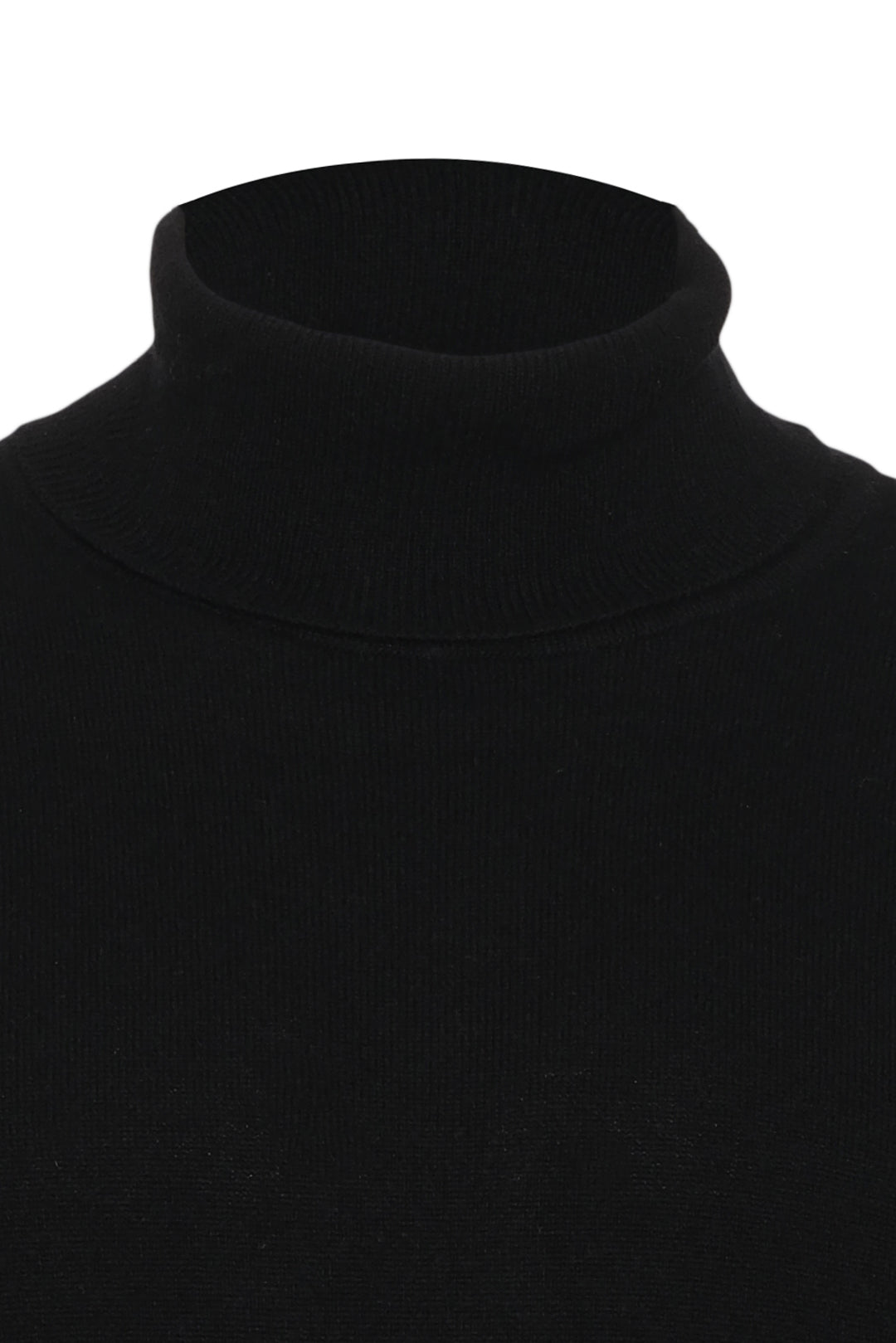 Siyah Saf Kaşmir Balıkçı Yaka Uzun Kollu Erkek Kazak