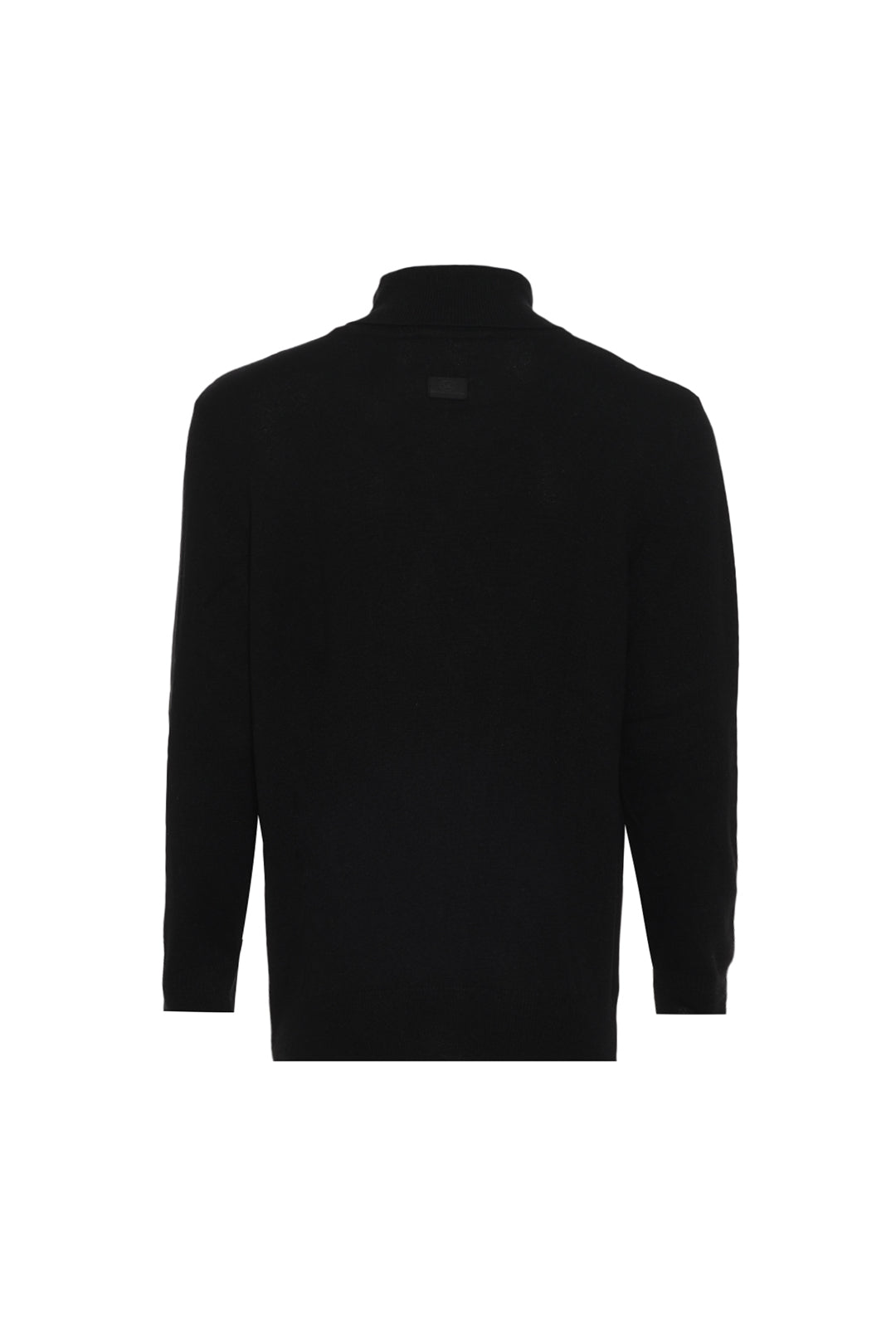 Siyah Saf Kaşmir Balıkçı Yaka Uzun Kollu Erkek Kazak