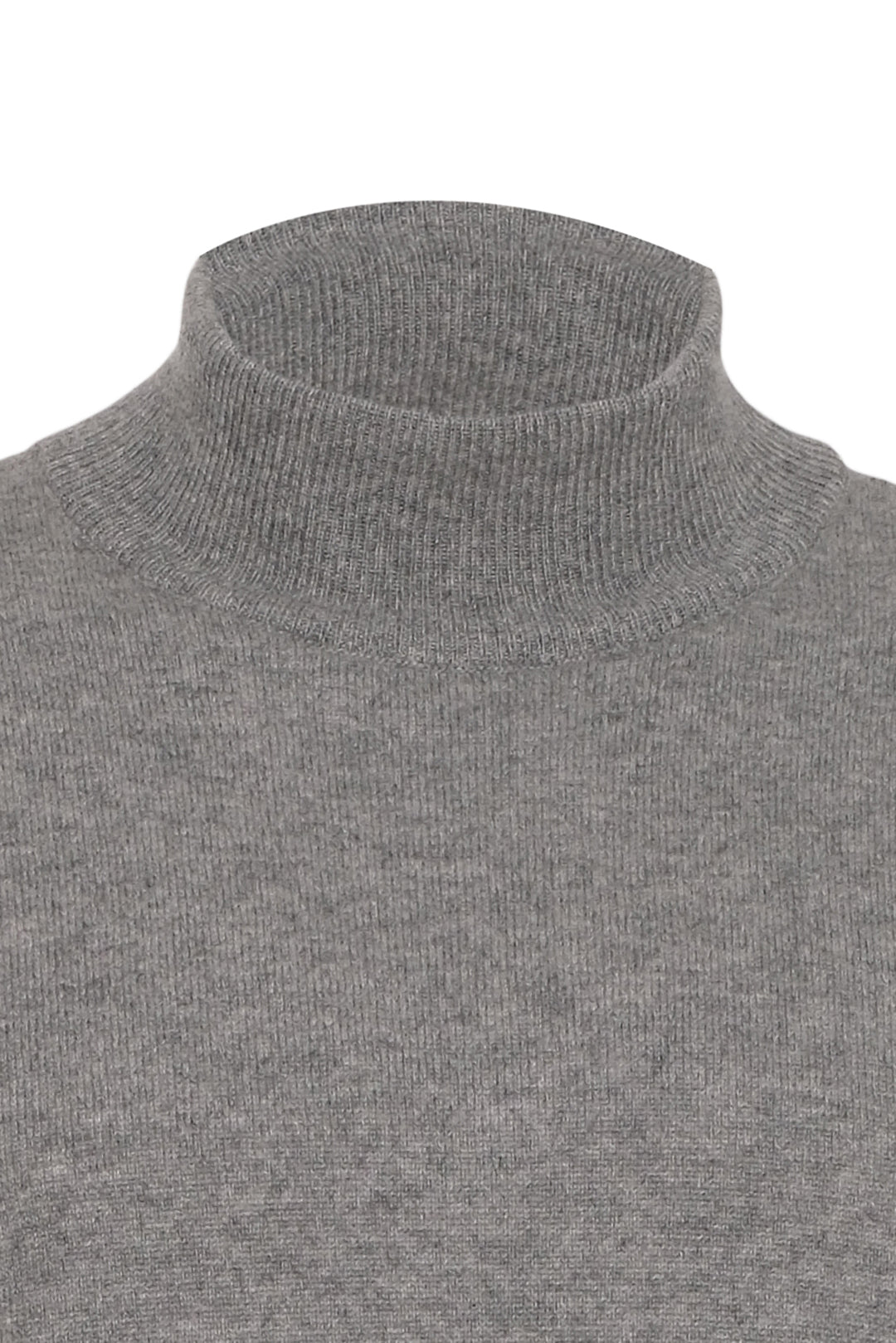 Orta Gri Melanj Saf Kaşmir Yarım Balıkçı Yaka Uzun Kollu Erkek Kazak