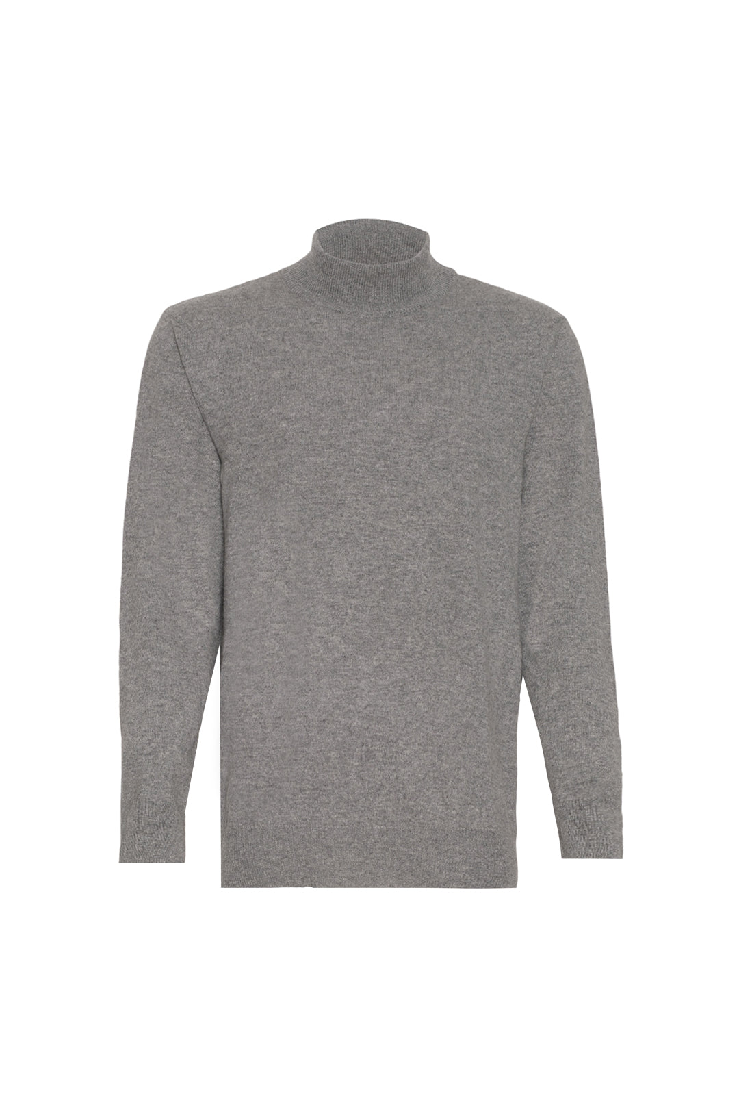 Orta Gri Melanj Saf Kaşmir Yarım Balıkçı Yaka Uzun Kollu Erkek Kazak