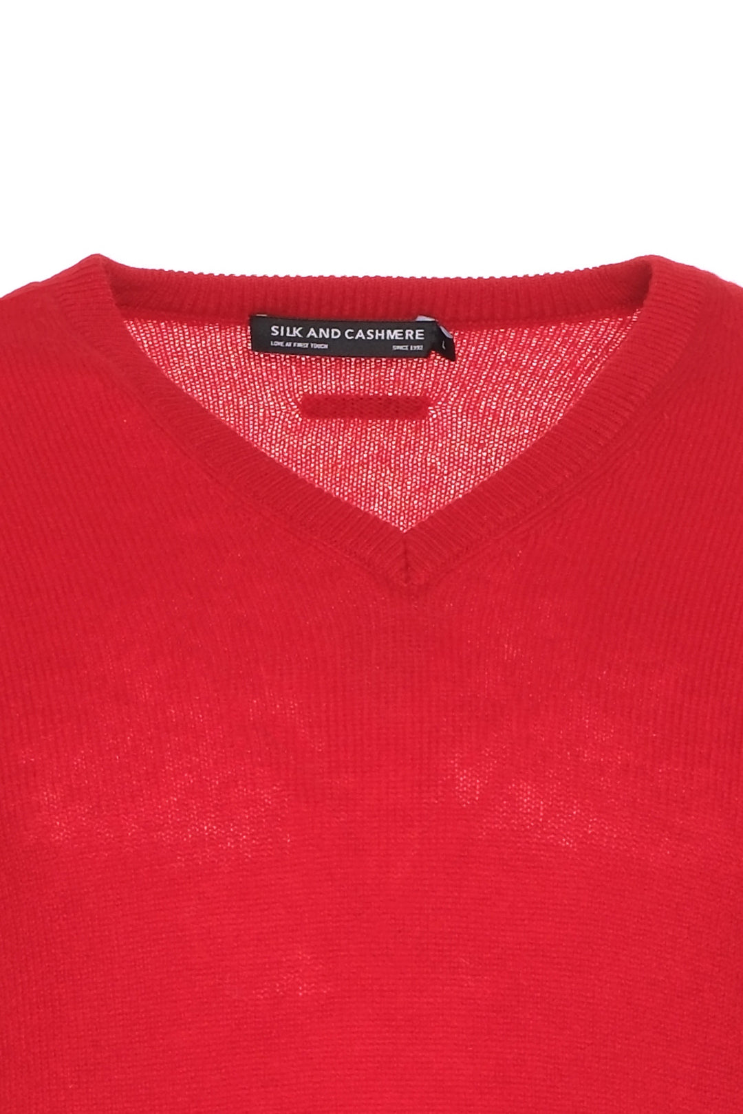 Kırmızı Vincent Saf Kaşmir V Yaka Uzun Kollu Erkek Kazak