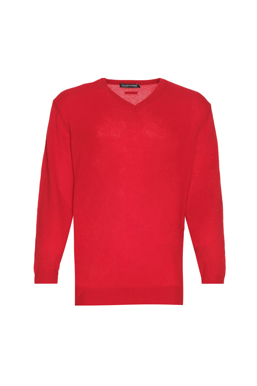 Kırmızı Vincent Saf Kaşmir V Yaka Uzun Kollu Erkek Kazak