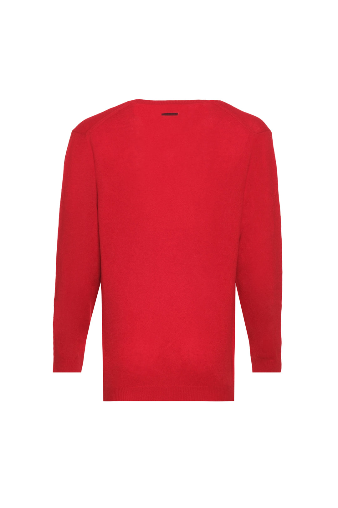 Kırmızı Vincent Saf Kaşmir V Yaka Uzun Kollu Erkek Kazak